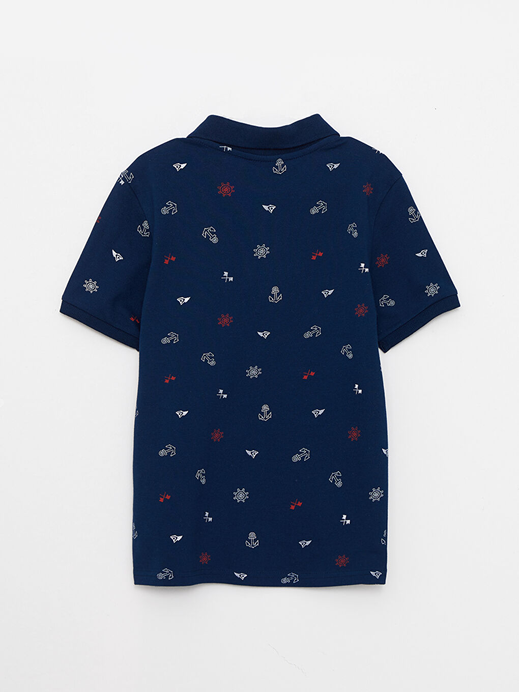 Polo Neck Patterned Short Sleeve Boys' T-Shirt-1