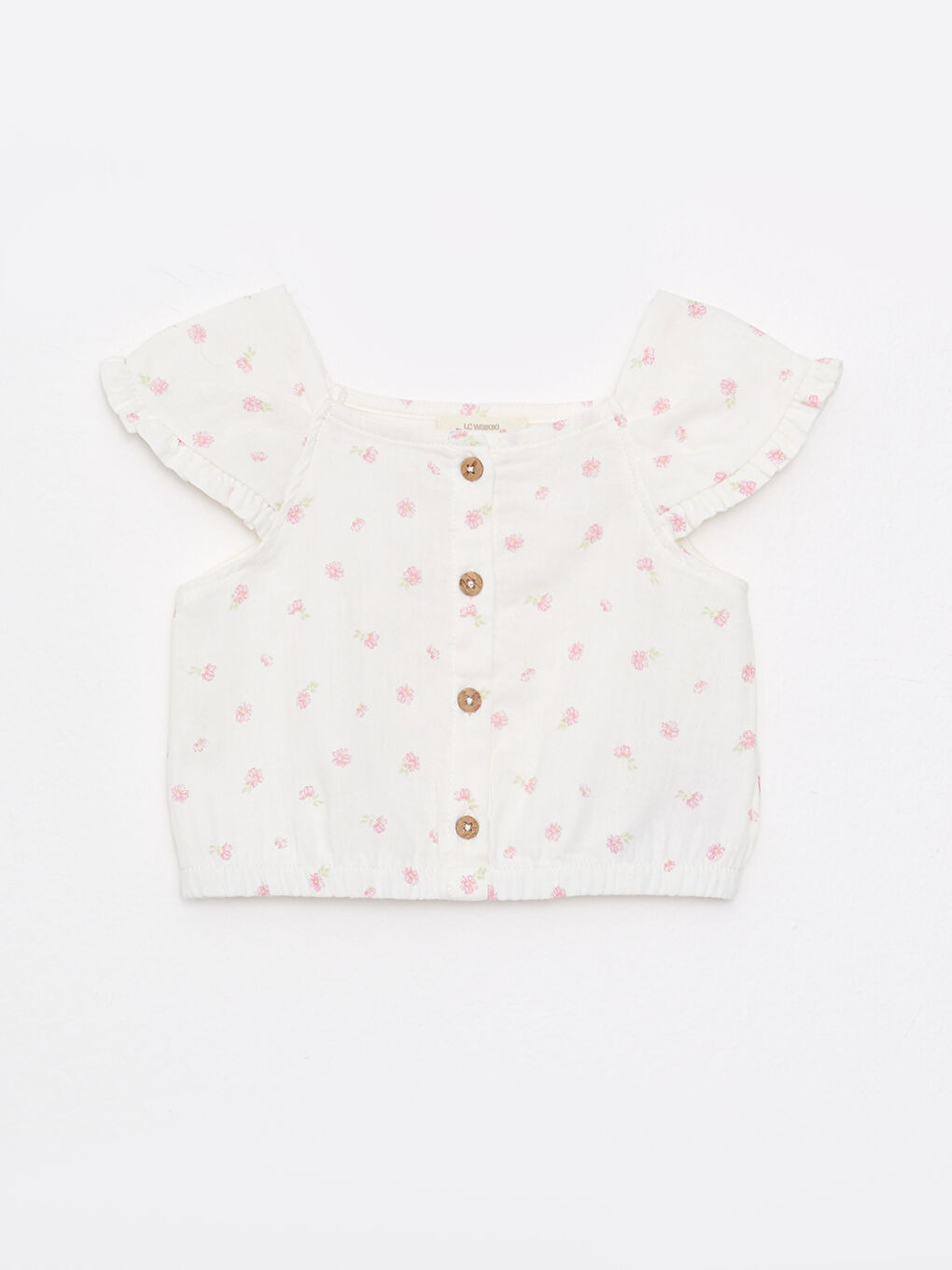 Crew Neck Short Sleeve Printed Cotton Baby Girl Blouse