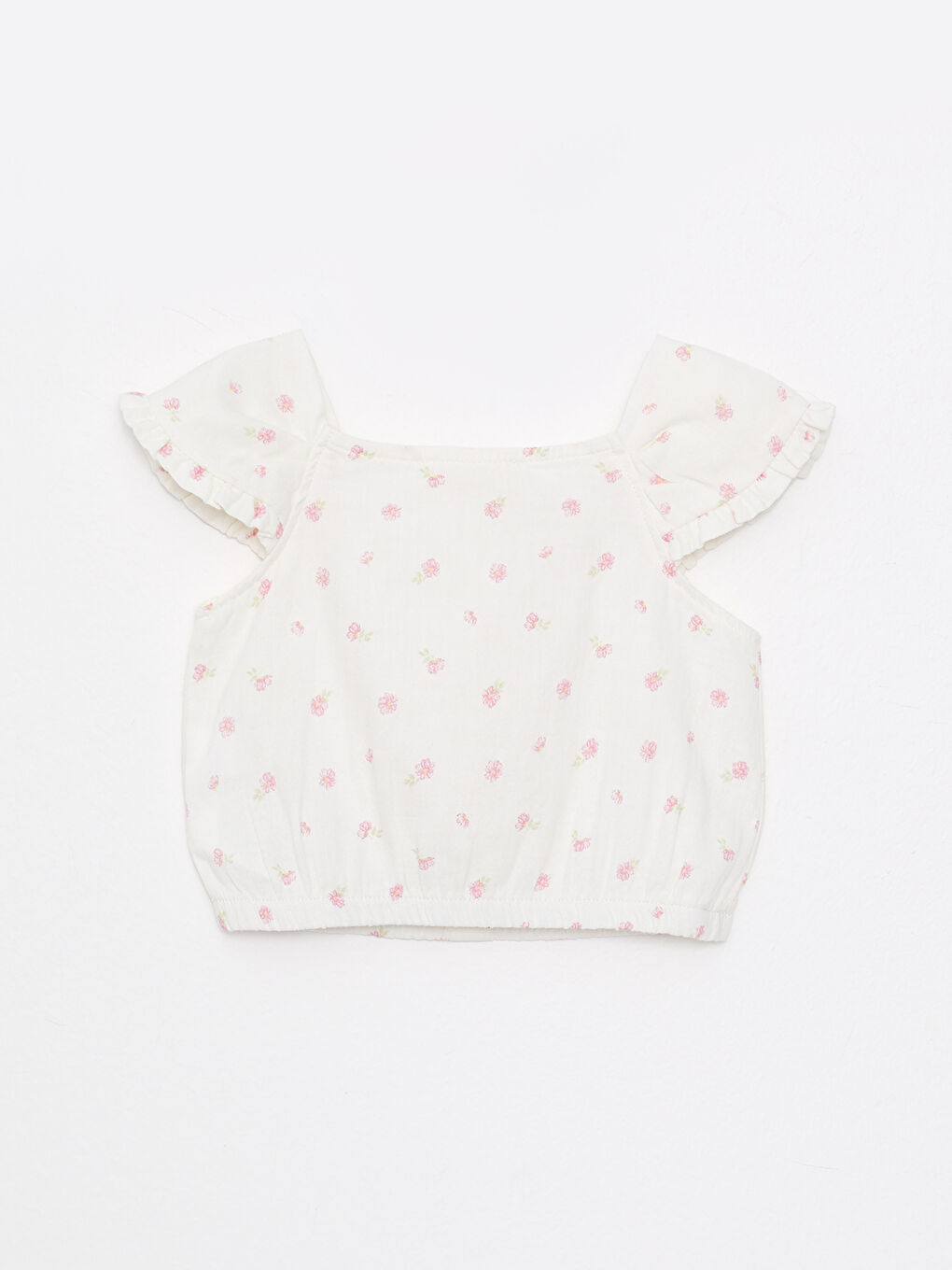 Crew Neck Short Sleeve Printed Cotton Baby Girl Blouse-1