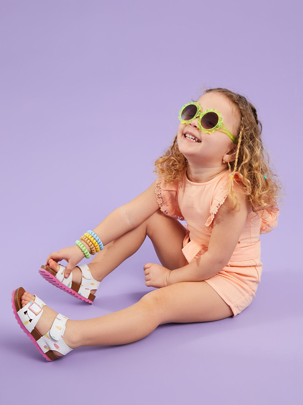 Crew Neck Short Sleeve Basic Cotton Baby Girl Slippers