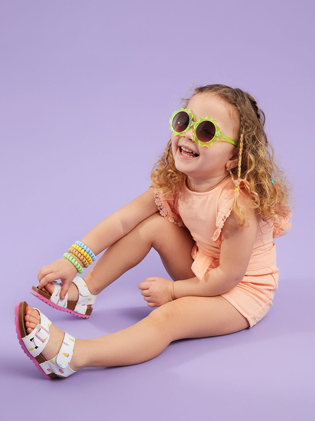 Crew Neck Short Sleeve Basic Cotton Baby Girl Slippers-1