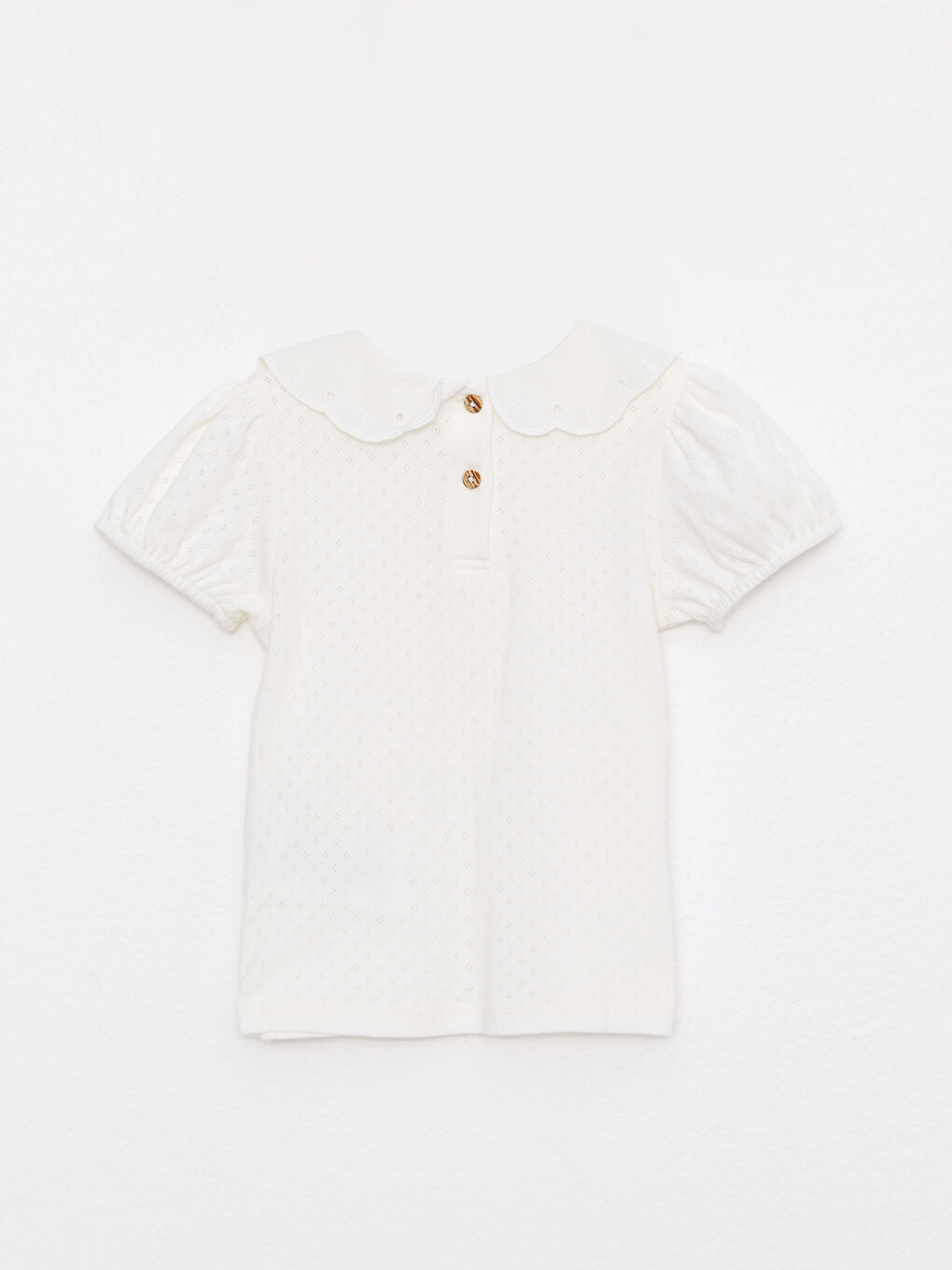 Baby Collar Short Sleeve Basic Cotton Baby Girl T-Shirt -S2EG77Z1-FDU