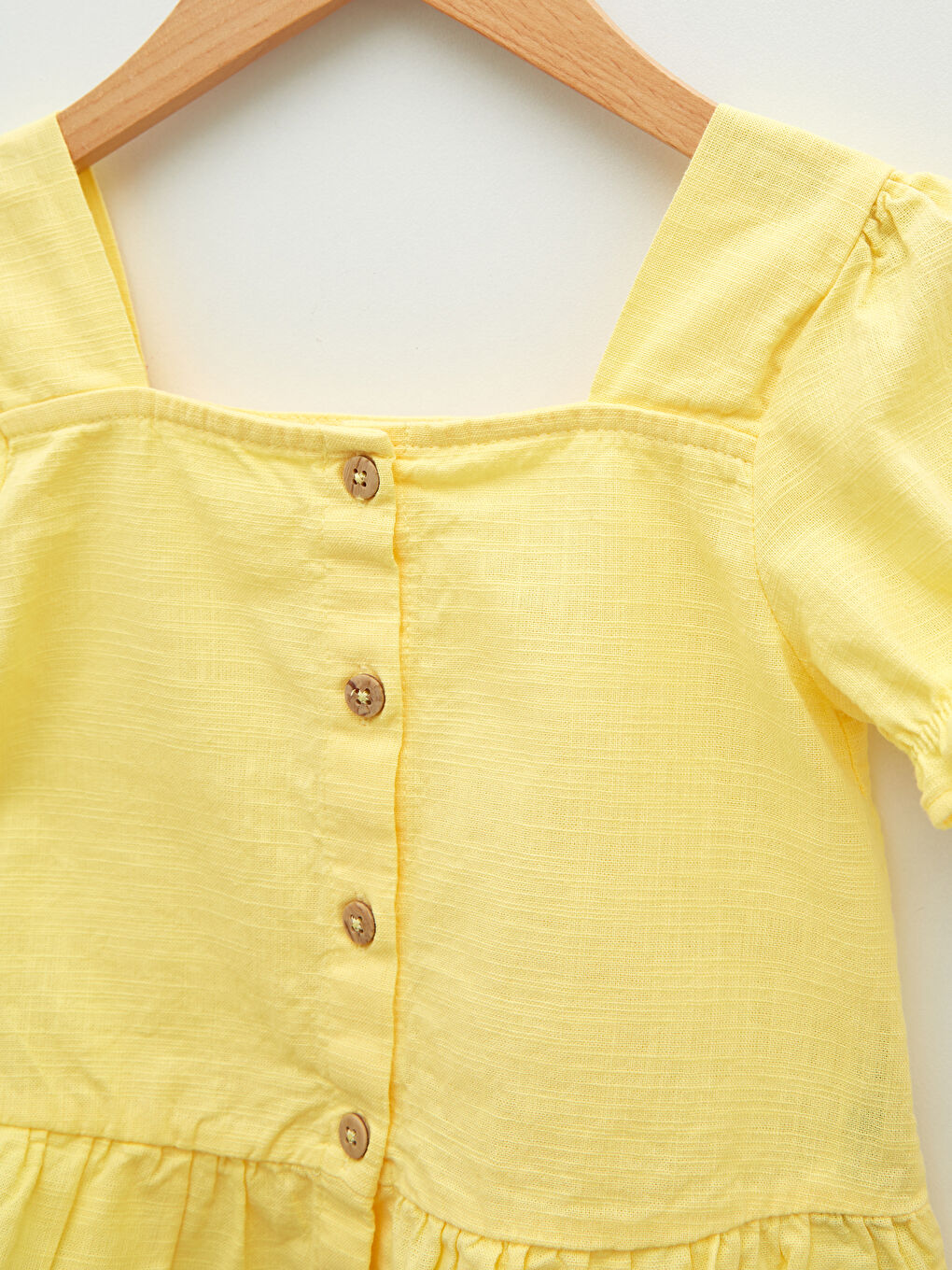 بلوزة وبنطلون بياقة مربعة وكم قصير سادة - طقم 2 قطع لبنات رضع-2