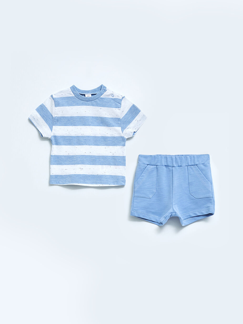 Crew Neck Short Sleeve Striped Baby Boys' T-Shirt and Shorts 2 Pack Set