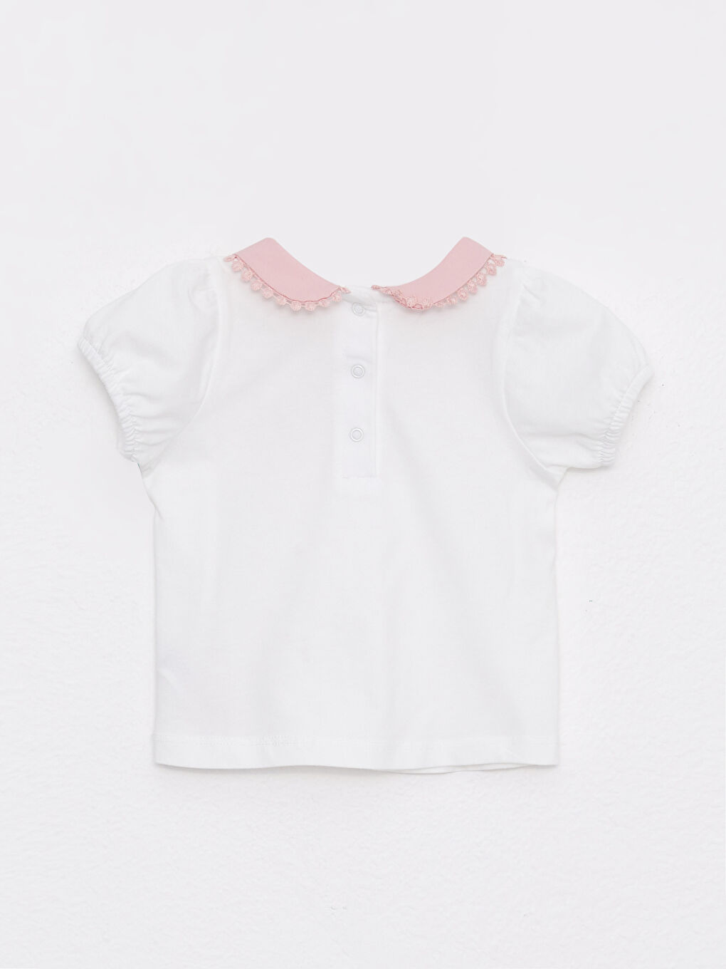 Ekru Bebe Yaka Kısa Kollu Baskılı Pamuklu Kız Bebek Tişört ve Şort 2'li Takım-6