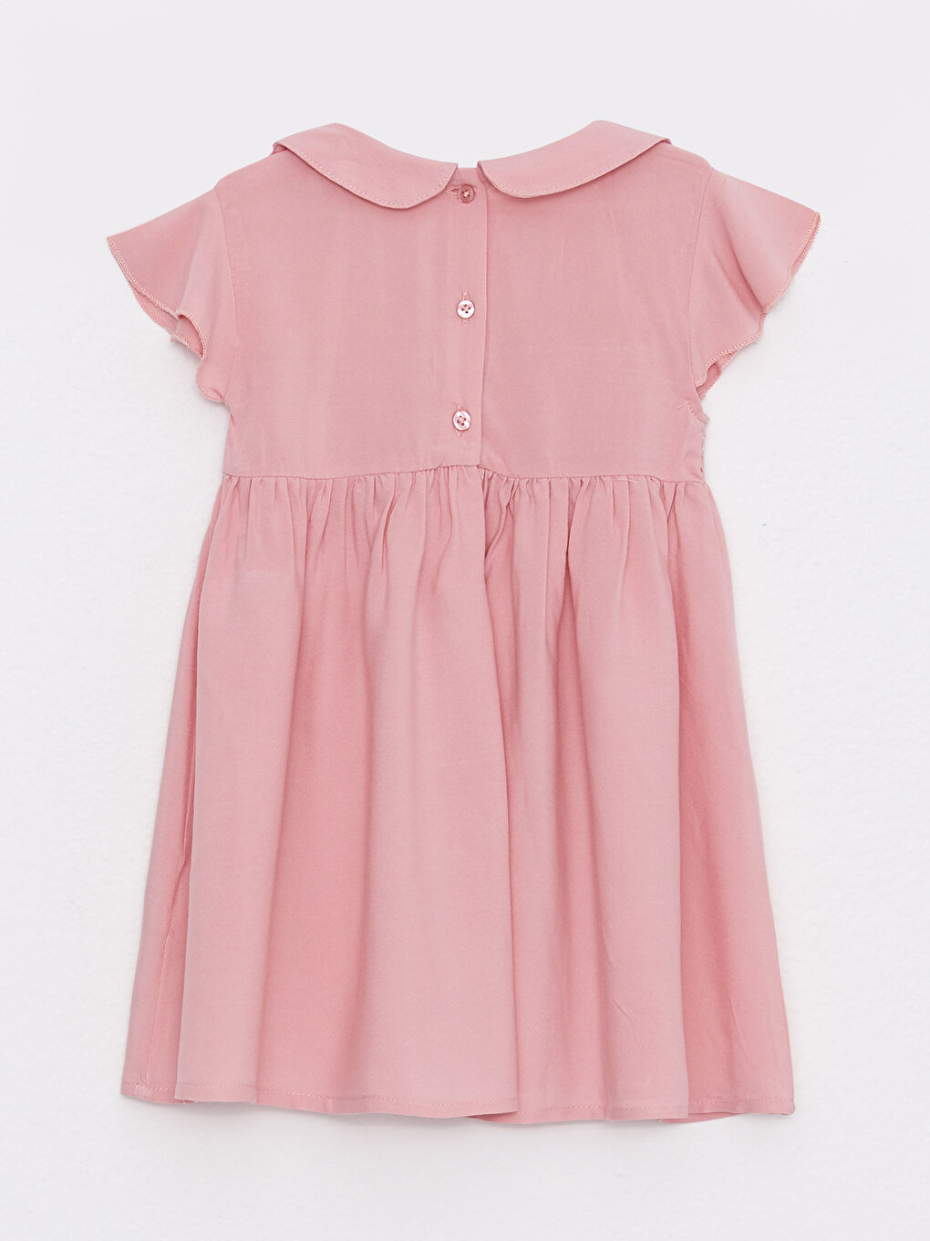 Pembe Bebe Yaka Kısa Kollu Kız Bebek Elbise ve Külot 2'li Takım-7