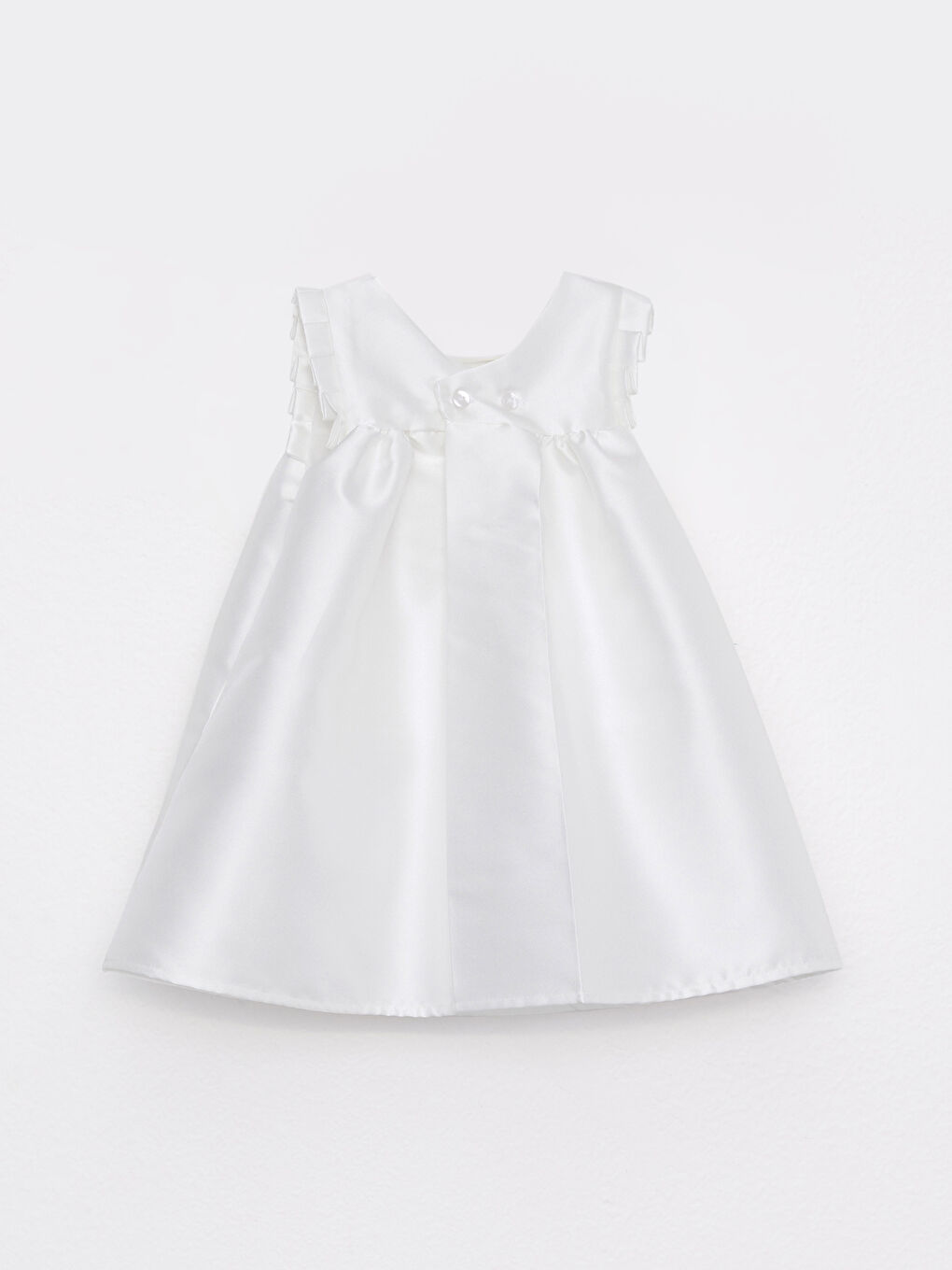 Ekru Bisiklet Yaka Basic Kız Bebek Elbise Saç Bandı ve Külotlu Çorap 3'lü Takım-3