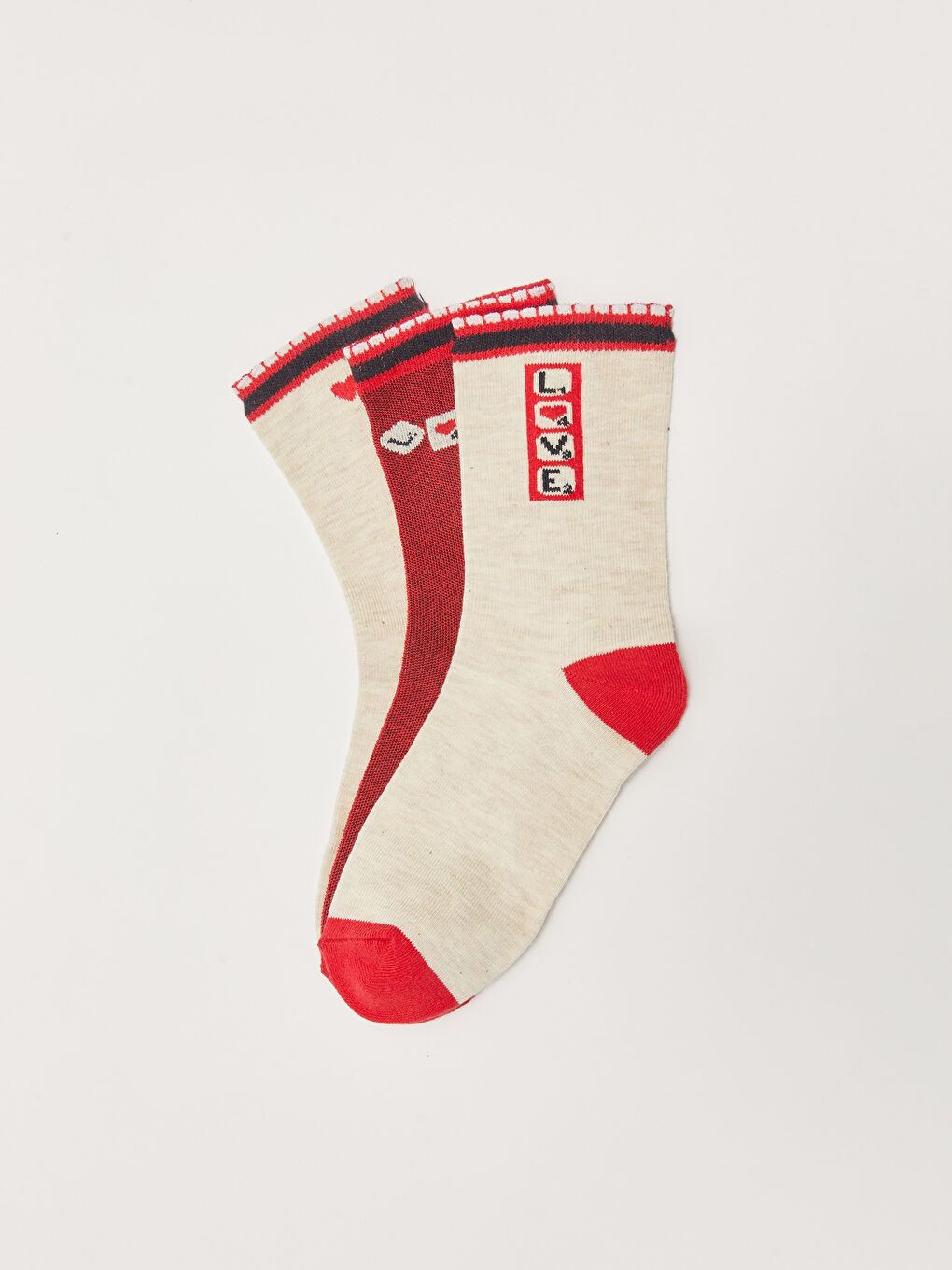 Bej Baskılı Kadın Soket Çorap 3'lü