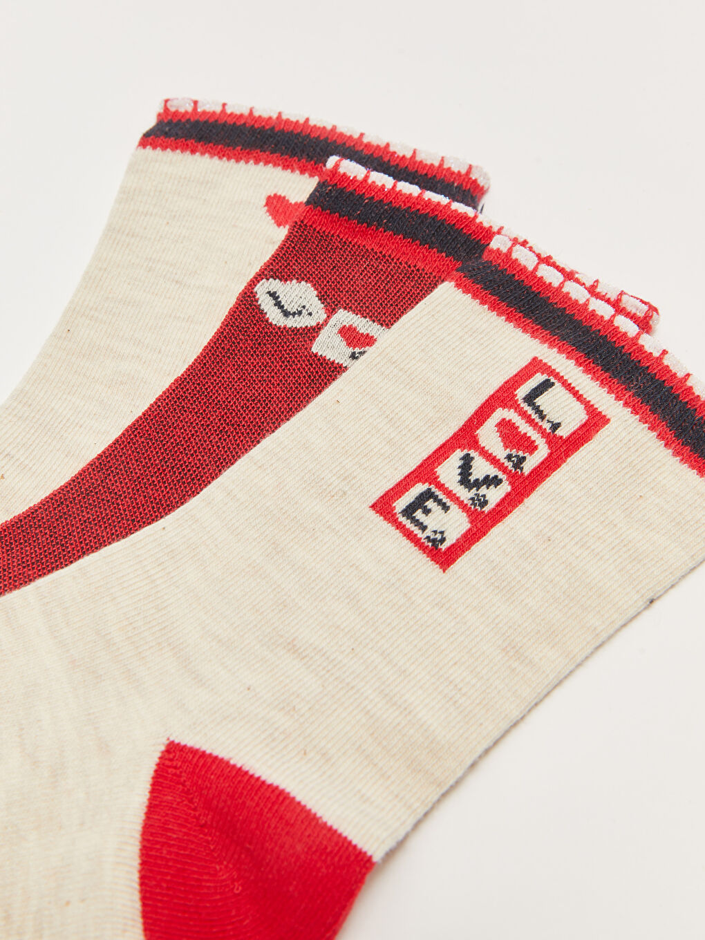 Bej Baskılı Kadın Soket Çorap 3'lü-2