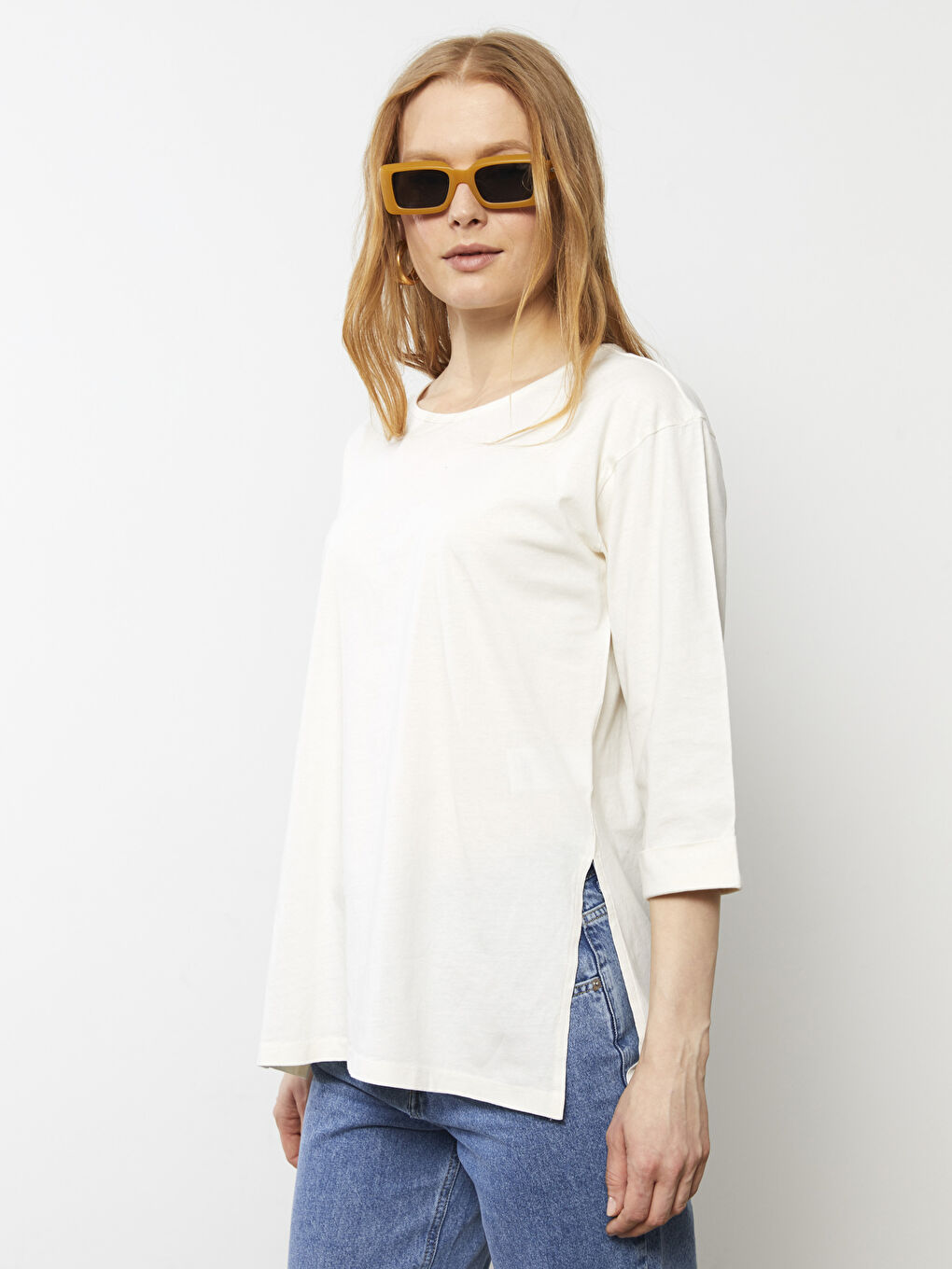 LCWAIKIKI Classic Rundhalsausschnitt Regulär Baumwolle T-Shirt für Damen -S2EH35Z8-FEW