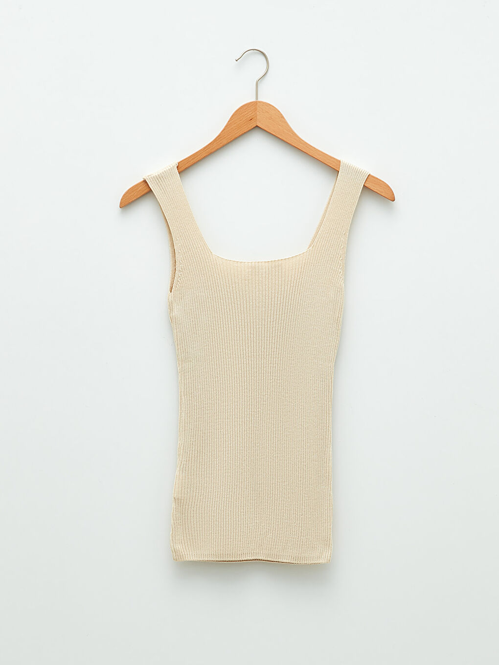 Ekru U Yaka Kendinden Desenli Kadın Triko Kazak-6