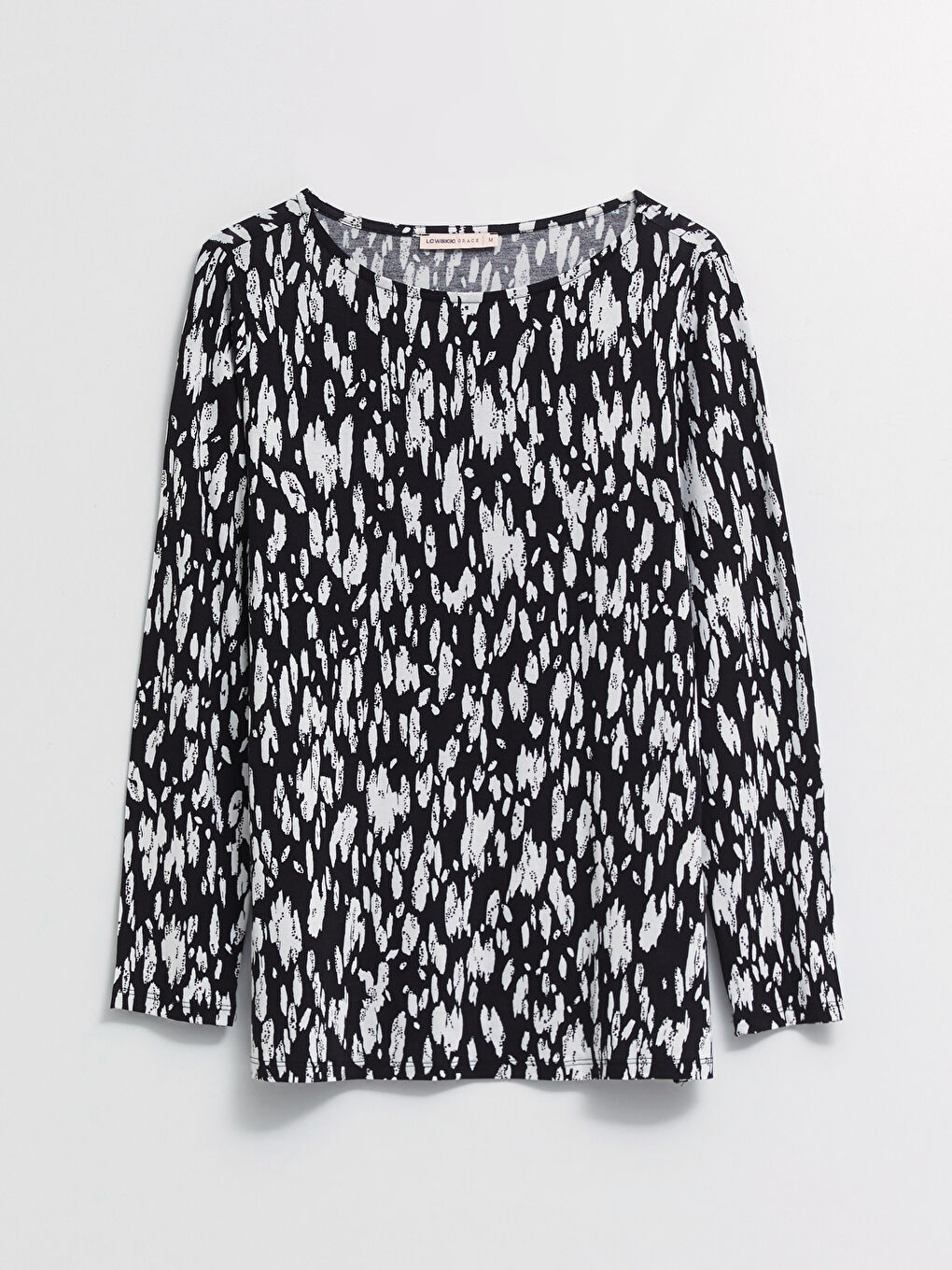 Rundhalsausschnitt Gemustertes Langarm T-Shirt für Damen-5