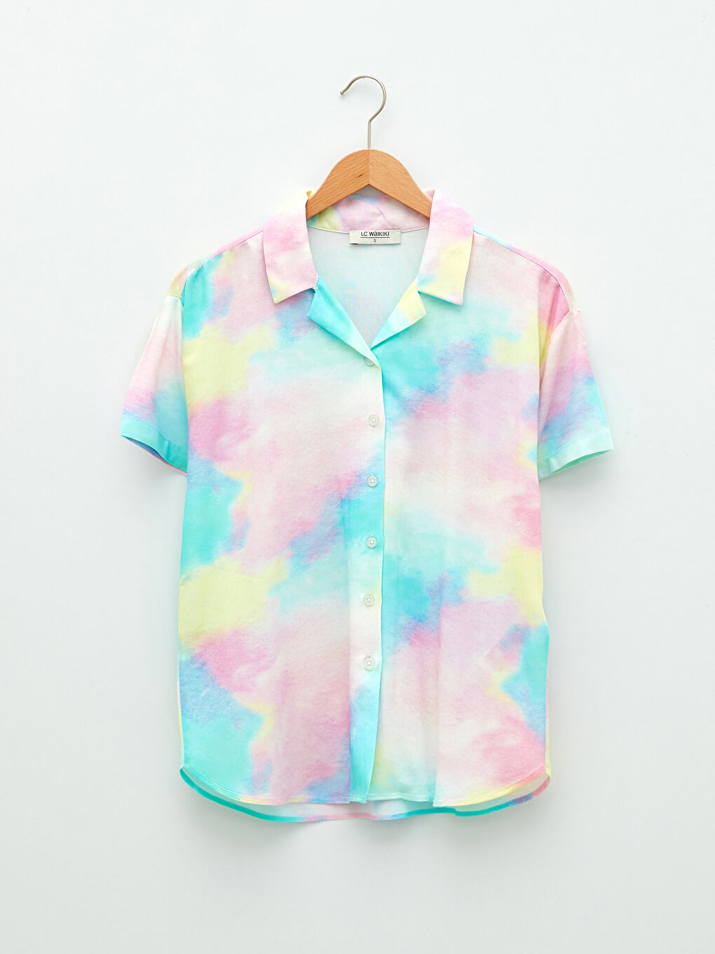 Karışık Önden Düğme Kapamalı Batik Kısa Kollu Poplin Kadın Gömlek Anne Kız Kombini-5