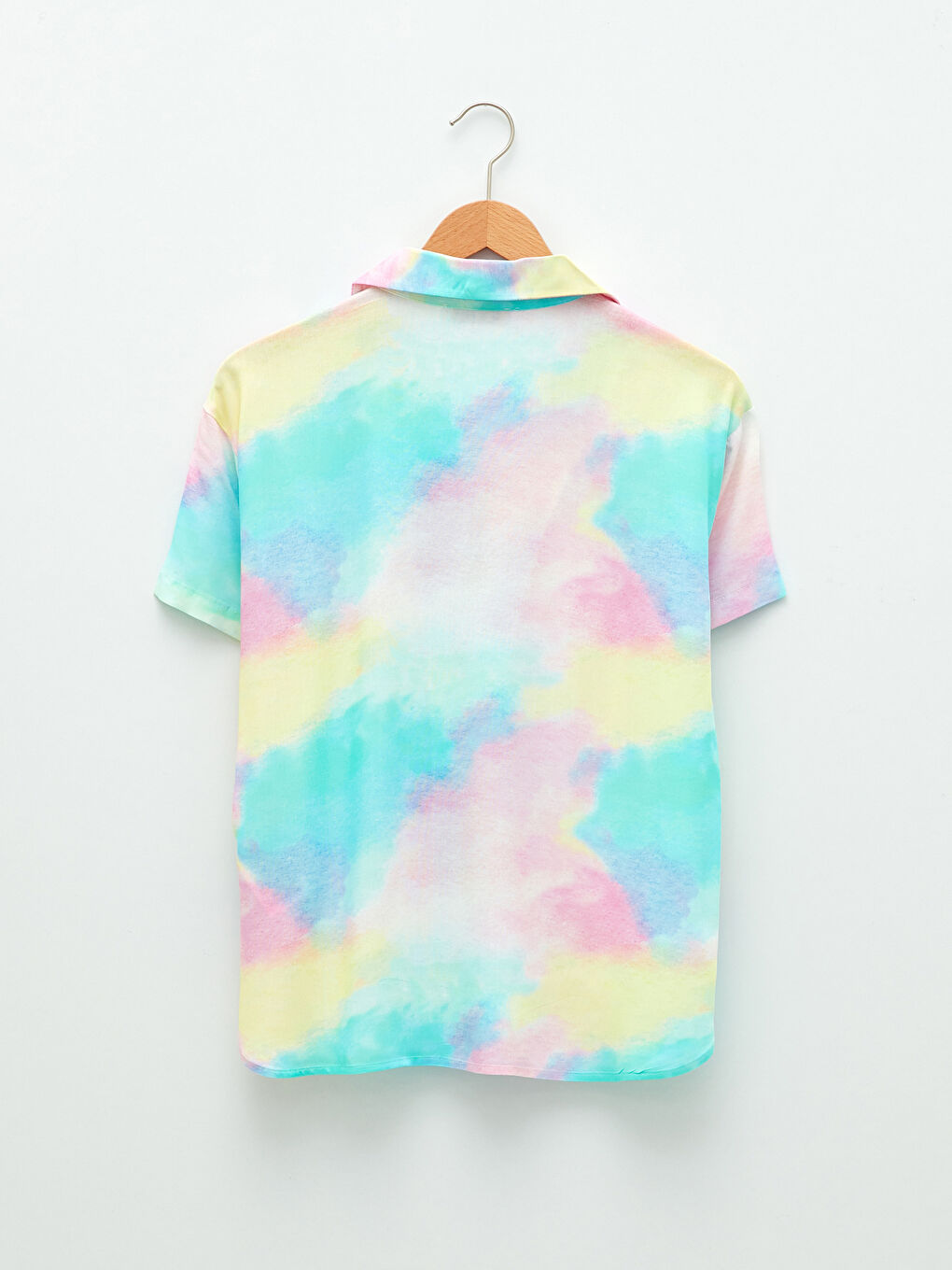 Karışık Önden Düğme Kapamalı Batik Kısa Kollu Poplin Kadın Gömlek Anne Kız Kombini-6