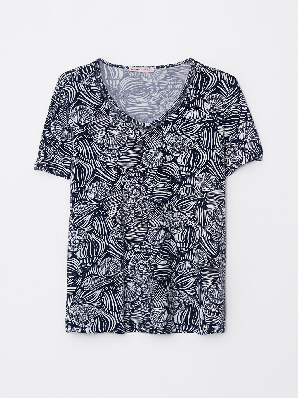 Футболка с V-образным вырезом, цветочным принтом и коротким рукавом для женщин-5