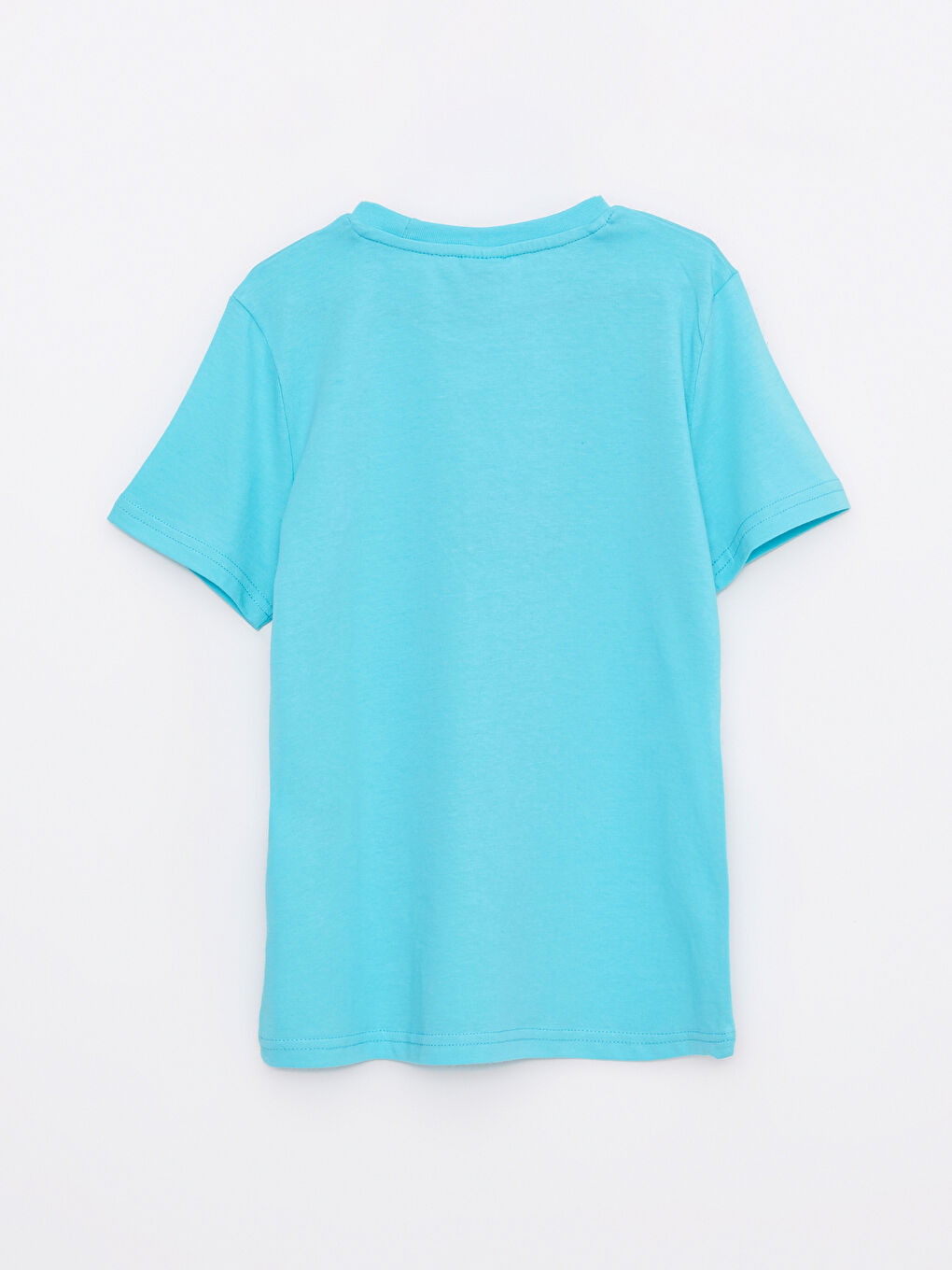 Turkuaz Bisiklet Yaka Baskılı Kısa Kollu Pamuklu Erkek Çocuk Tişört-1