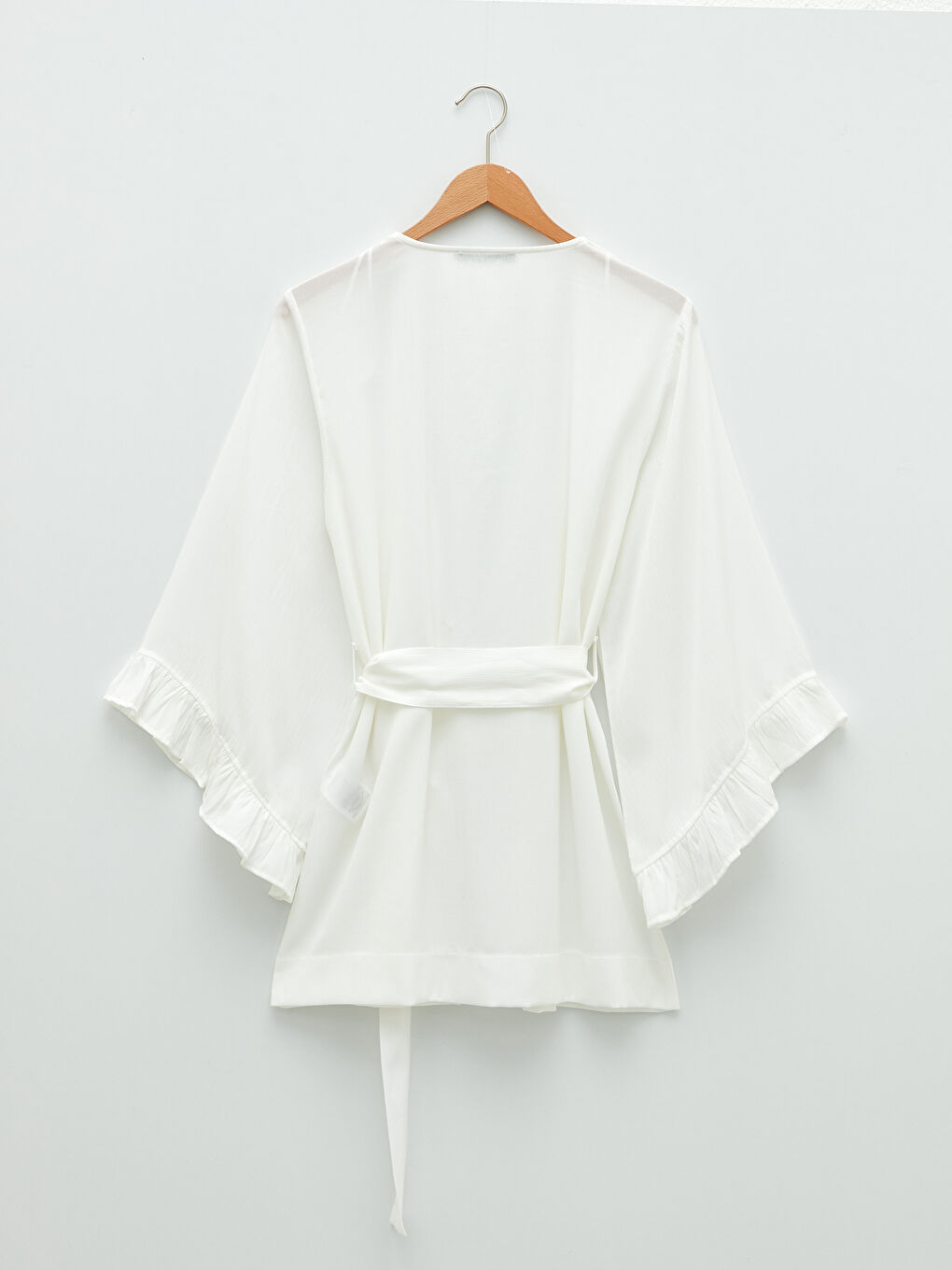 Beyaz Kruvaze Yaka Kadın Kimono-1