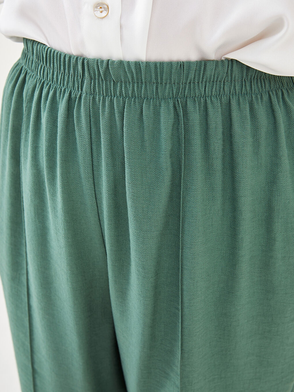 Women's Elastic Waist Relaxed Fit Regular Trousers-2