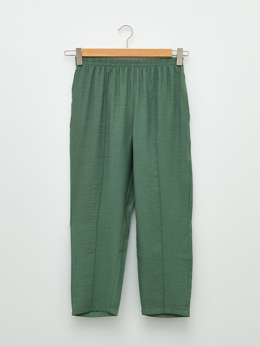 Women's Elastic Waist Relaxed Fit Regular Trousers-5