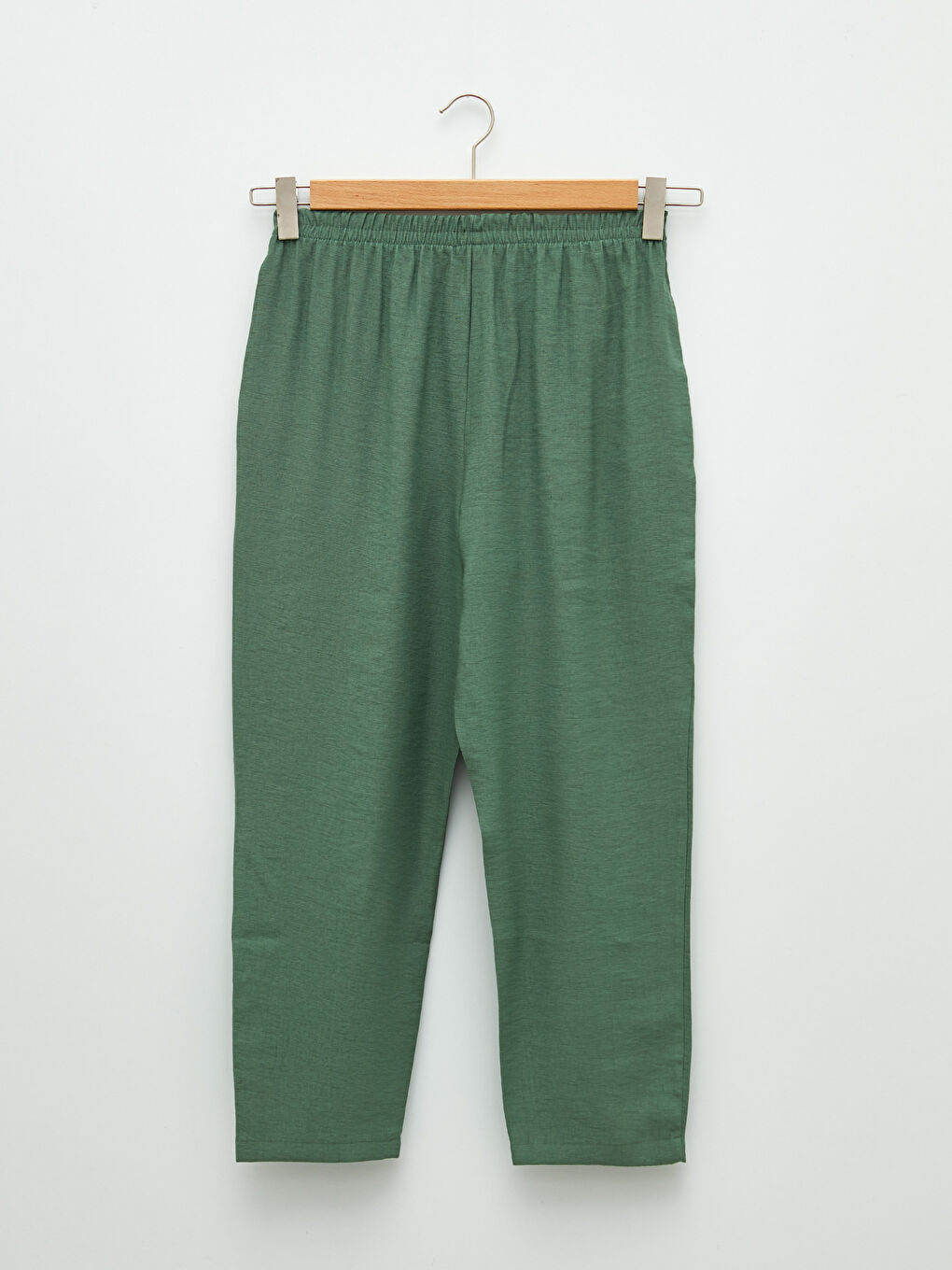 Women's Elastic Waist Relaxed Fit Regular Trousers-6