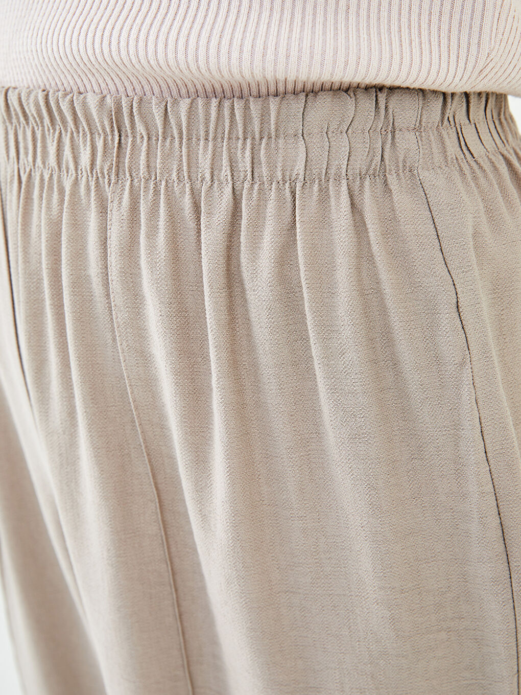 بنطلون سادة بوسط مطاطي واسع للسيدات-2