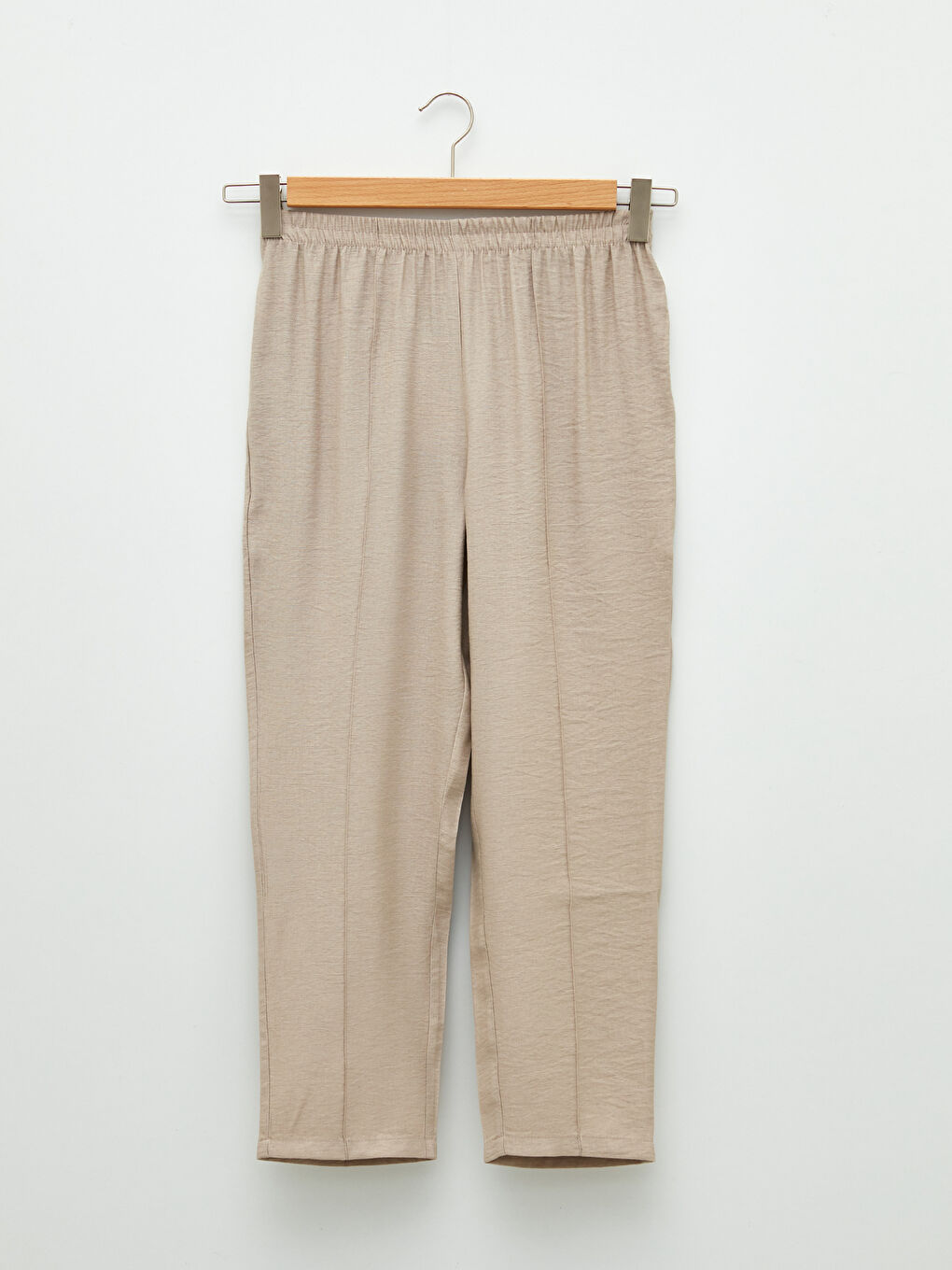 بنطلون سادة بوسط مطاطي واسع للسيدات-5