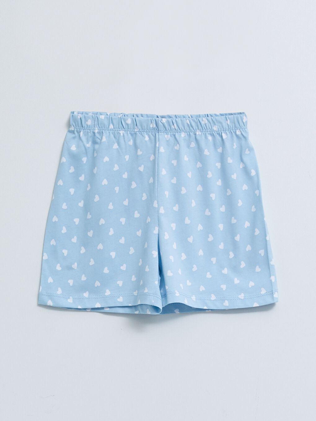 Mavi Gömlek Yaka Desenli Kısa Kollu Kız Çocuk Şortlu Pijama Takımı-2