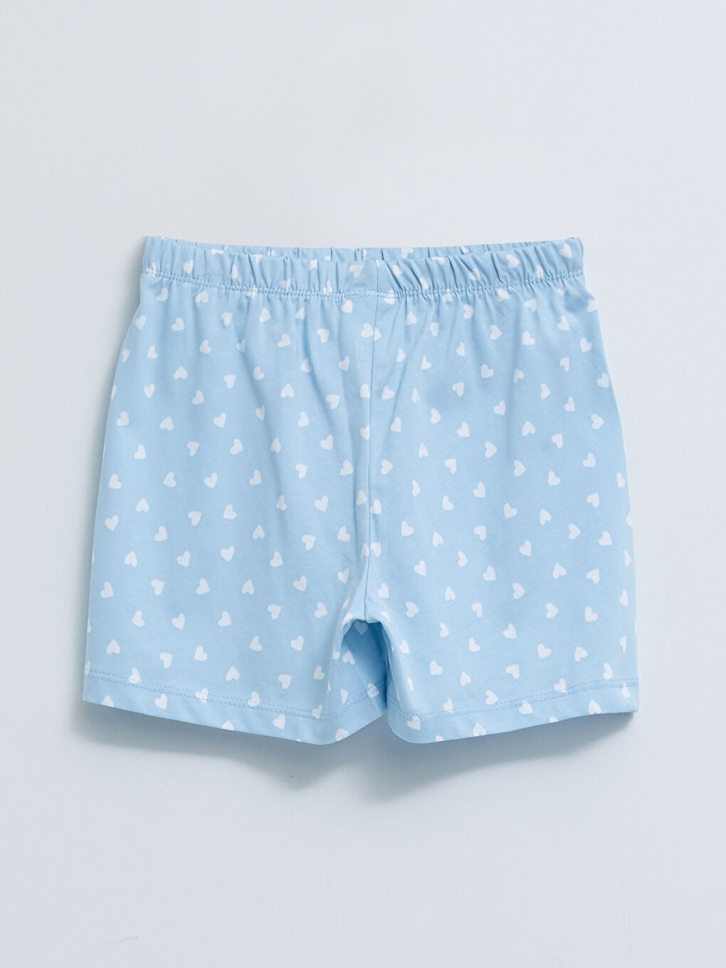 Mavi Gömlek Yaka Desenli Kısa Kollu Kız Çocuk Şortlu Pijama Takımı-4