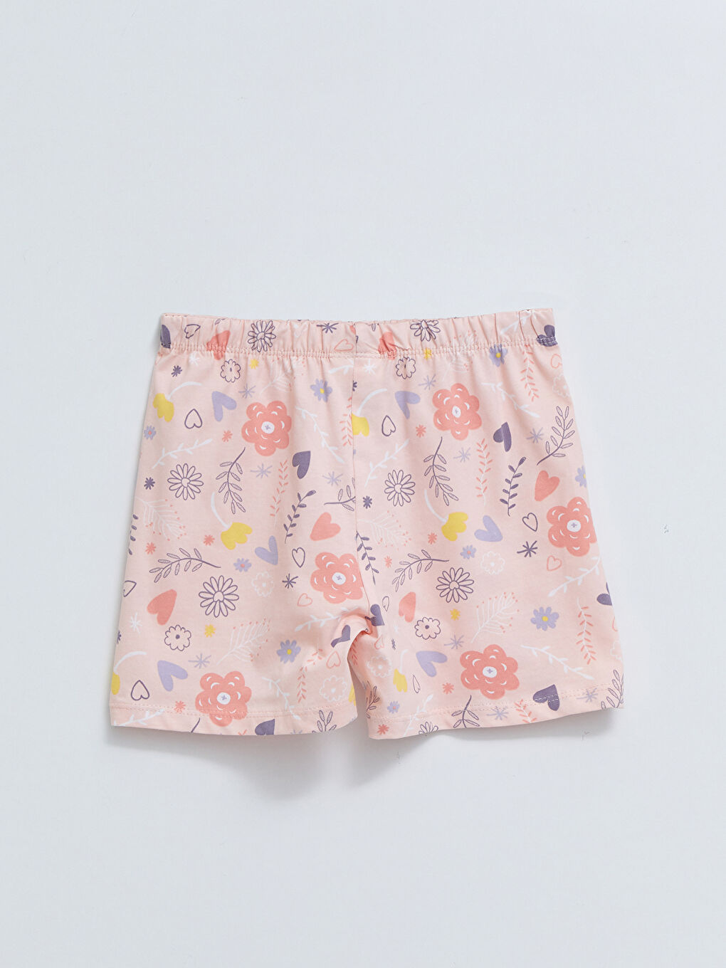 Beyaz Bisiklet Yaka Baskılı Kısa Kollu Kız Çocuk Şortlu Pijama Takımı-4