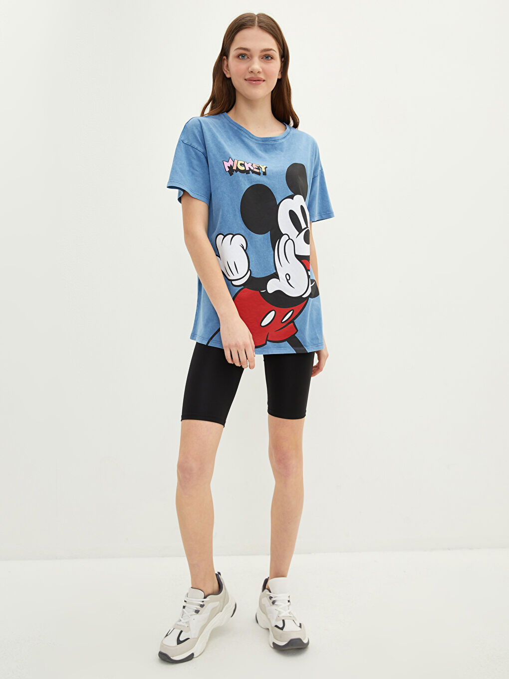 Crew Neck Mickey Mouse Printed Short Sleeve Cotton Women's T-Shirt Mother Girl Combine-1