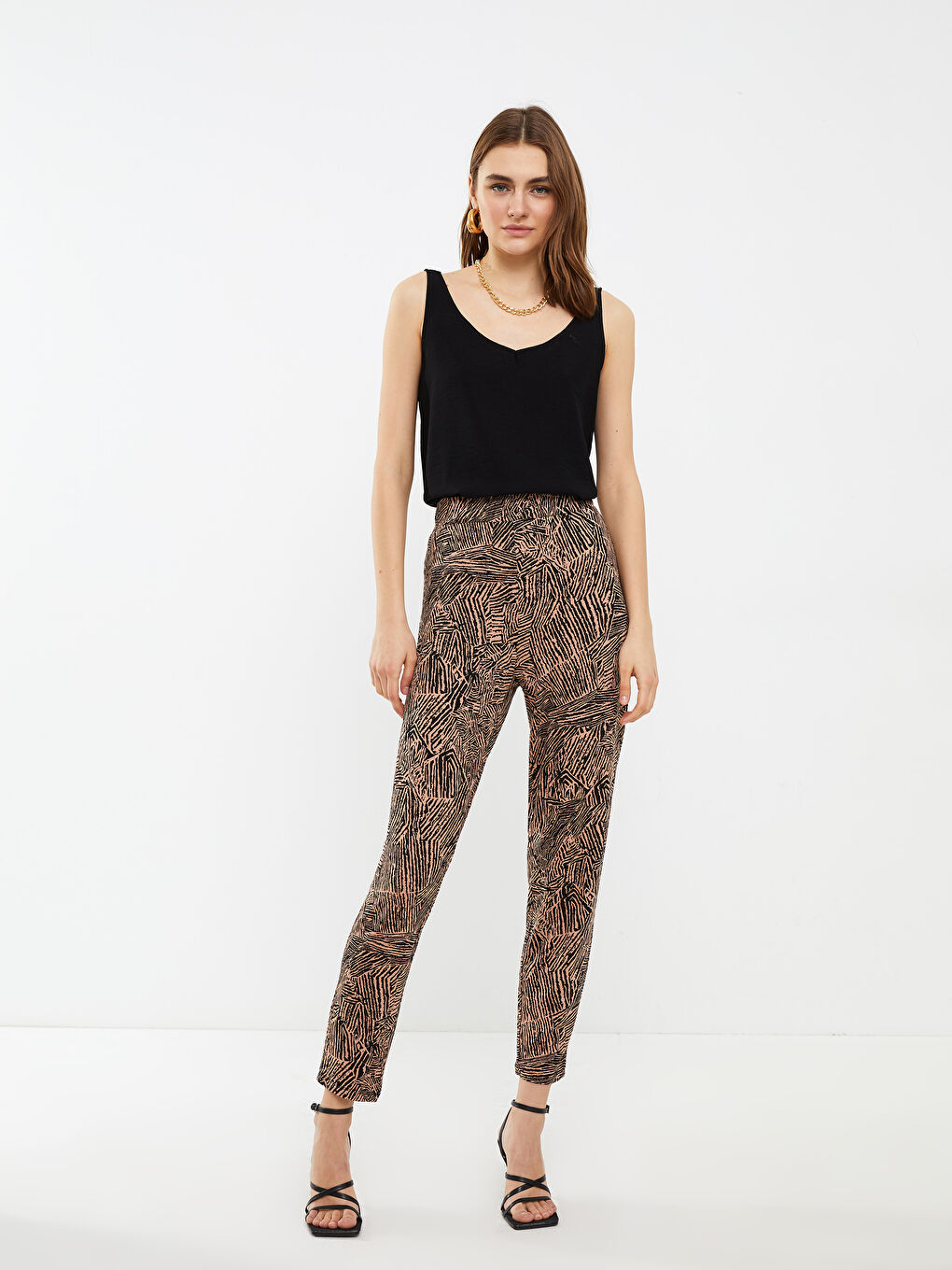 V Neck Strapped Straight Back Detailed Women's Blouse-2