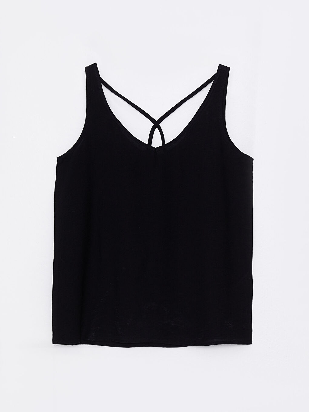 V Neck Strapped Straight Back Detailed Women's Blouse-4