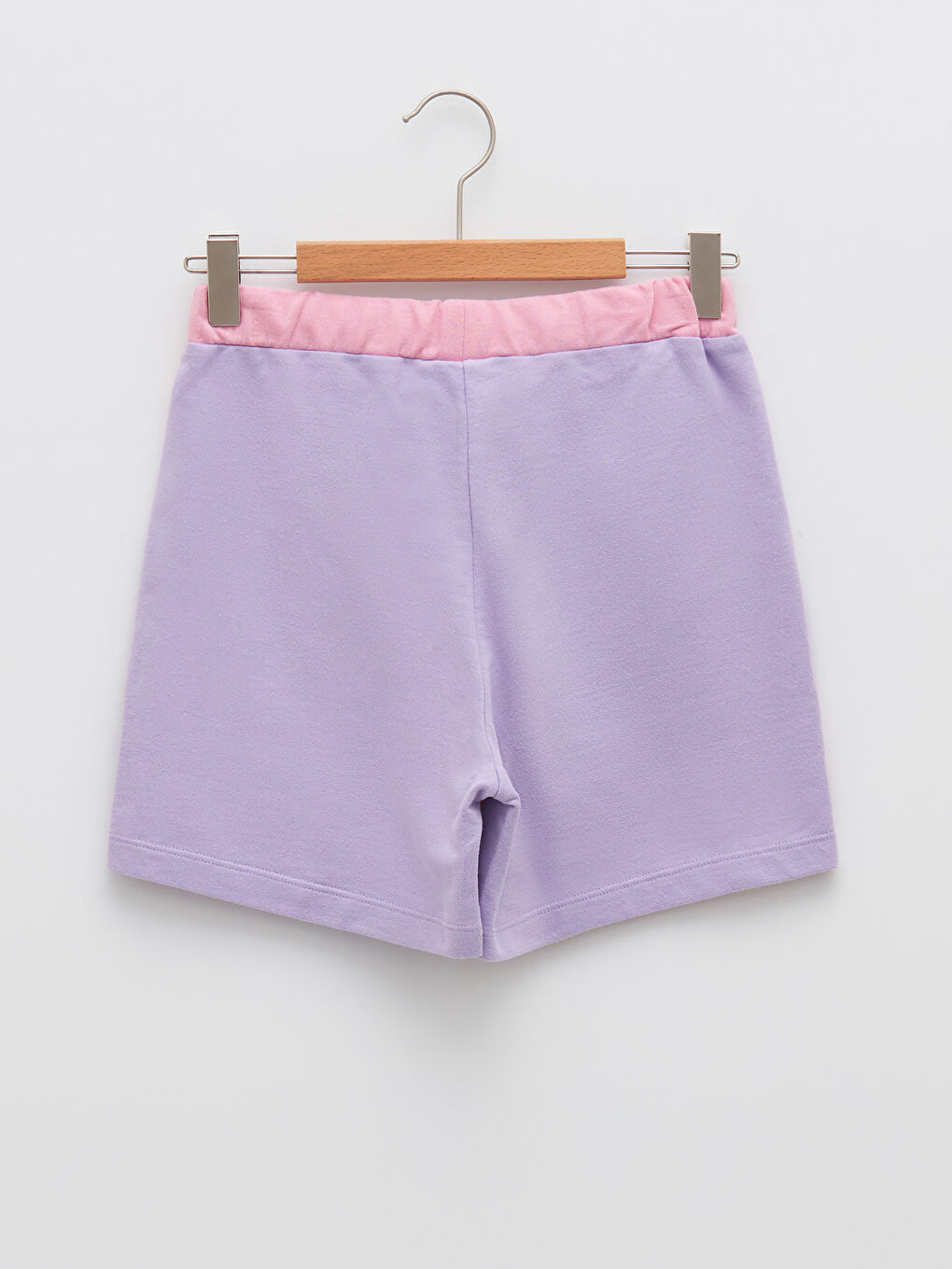 Lila Beli Lastikli Renk Bloklu Kız Çocuk Şort-3