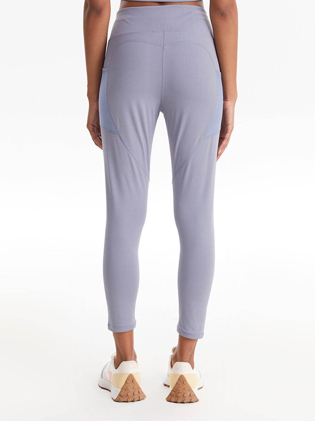 Mavi Kadın Beli Lastikli Düz Spor Tayt-4