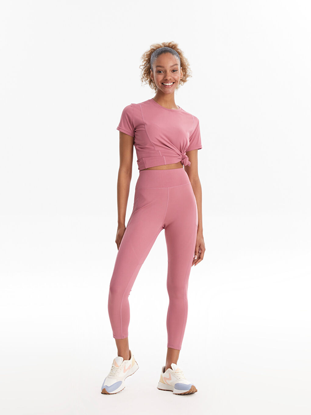 Women's Elasticated Waist Plain Sports Leggings-1