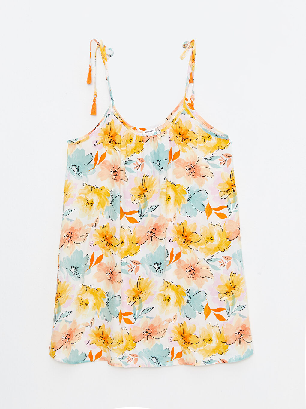 Женское пляжное платье с U-образным вырезом и цветочным принтом без бретелек-5