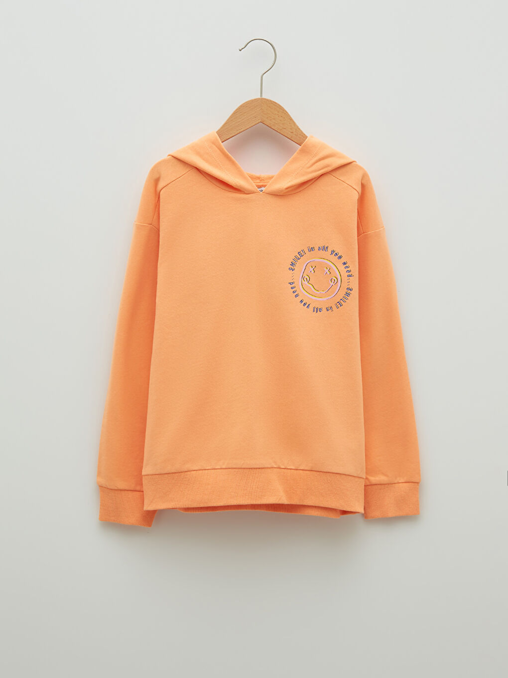 Hooded Printed Long Sleeve Girls' Sweatshirt