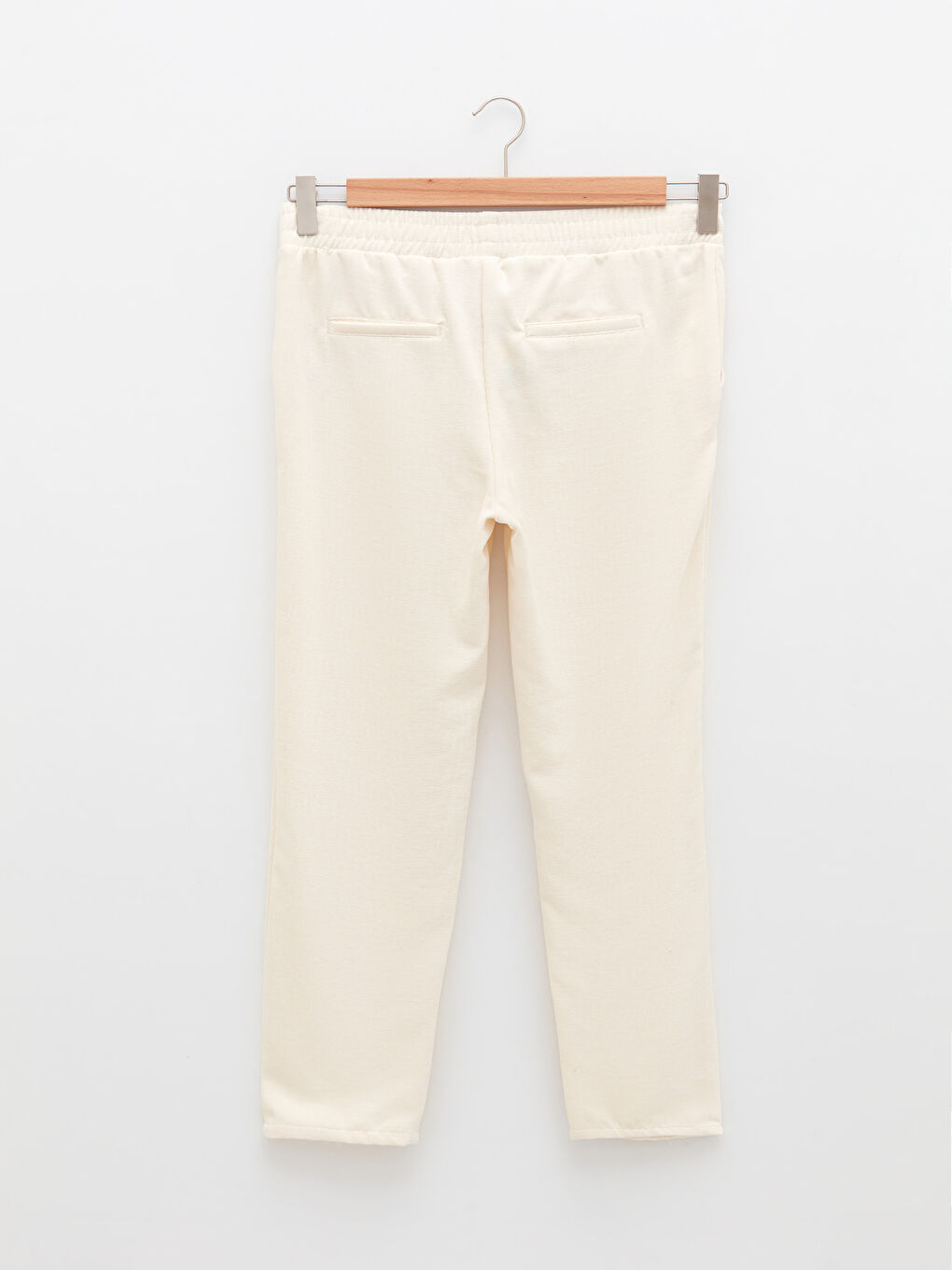 Bej Beli Lastikli Düz Cep Detaylı Kadife Hamile Pantolon-6