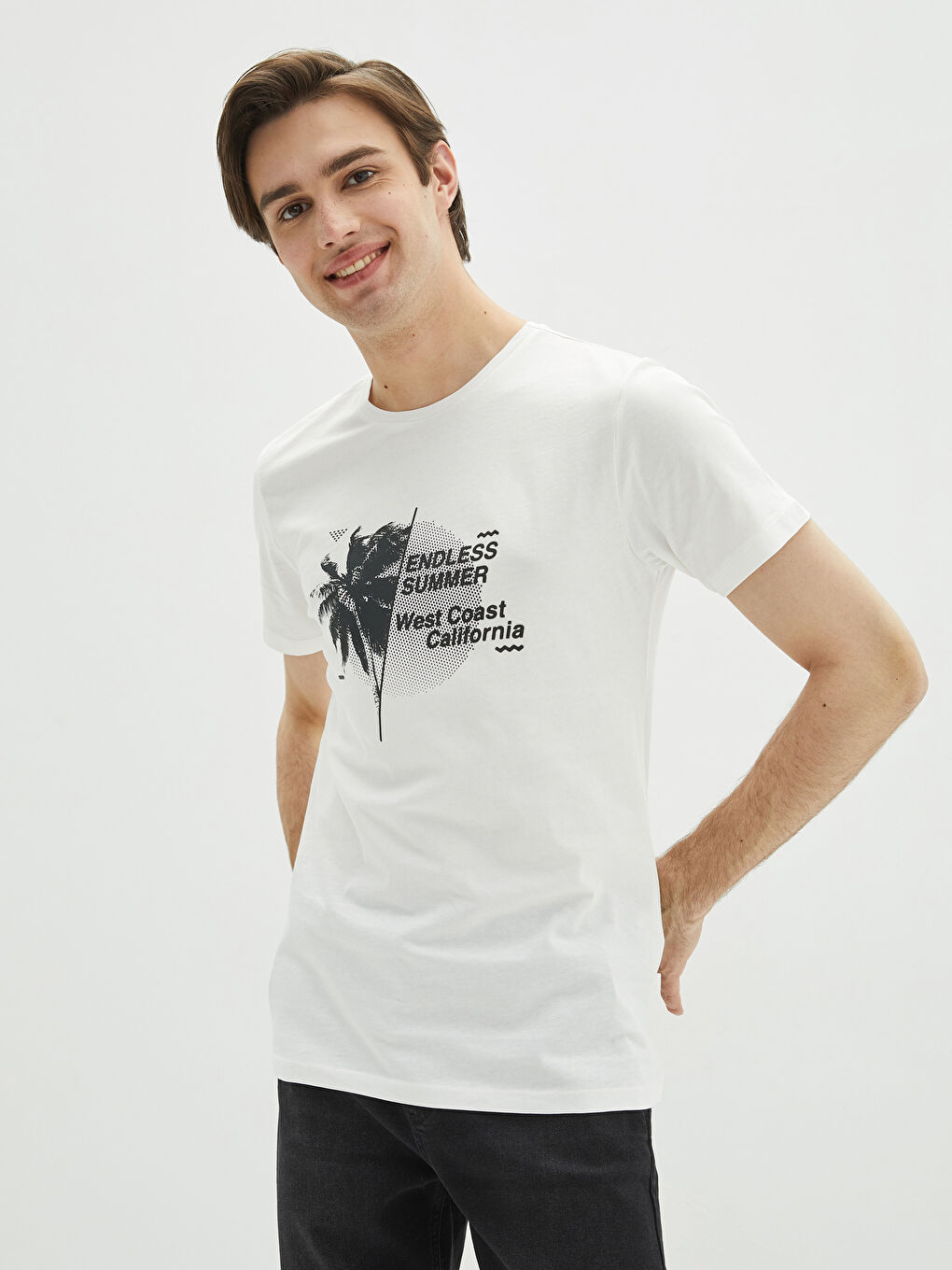 Crew Neck Short Sleeve Printed Combed Cotton Men's T-shirt-0