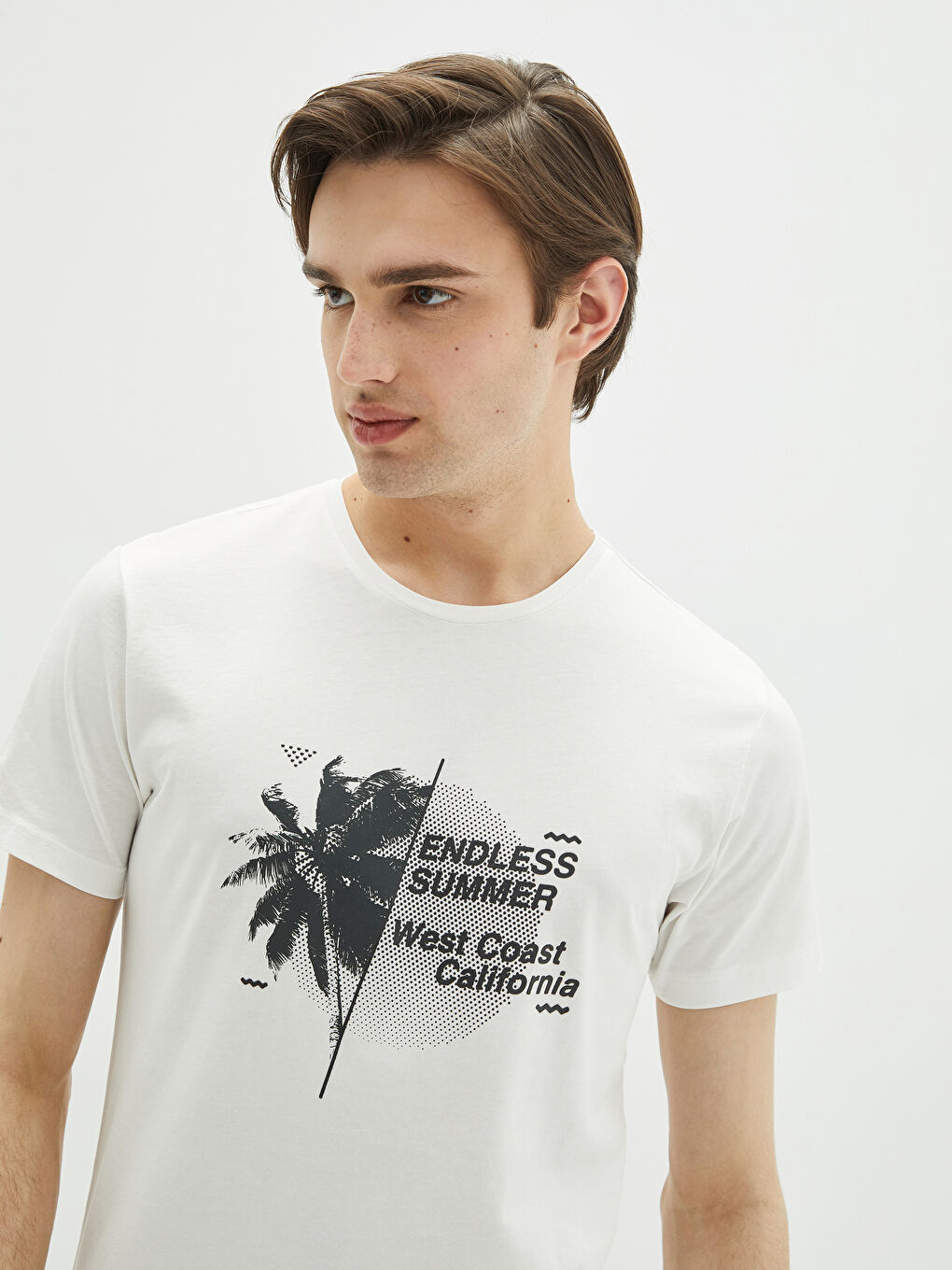 Crew Neck Short Sleeve Printed Combed Cotton Men's T-shirt-1