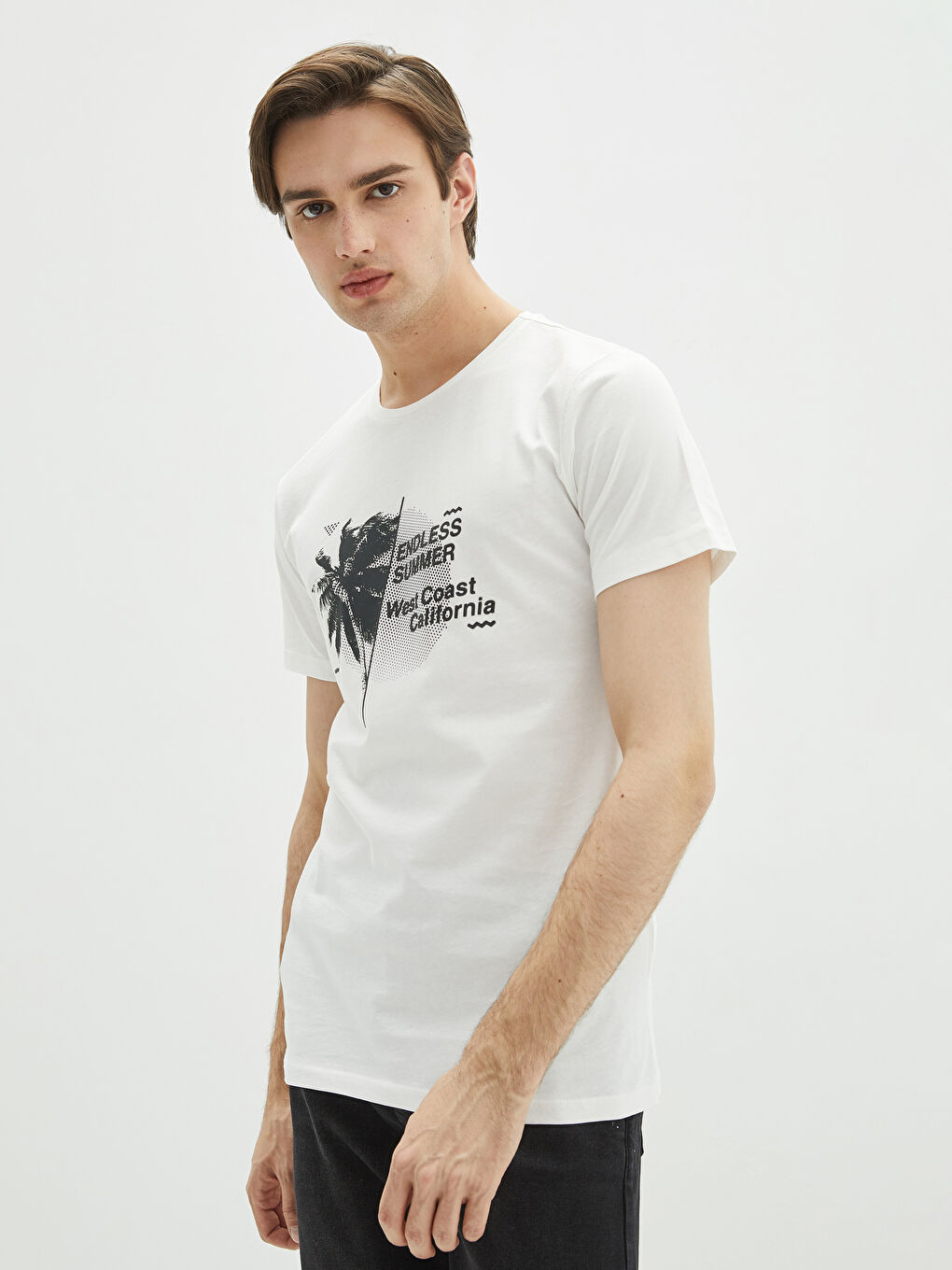 Crew Neck Short Sleeve Printed Combed Cotton Men's T-shirt-2