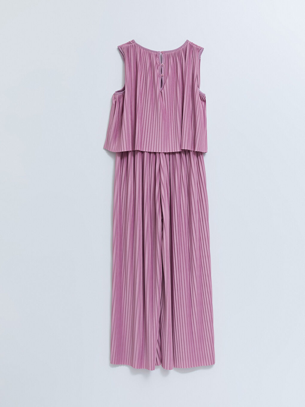 Lila Bisiklet Yaka Basic Pileli Kız Çocuk Tulum-1