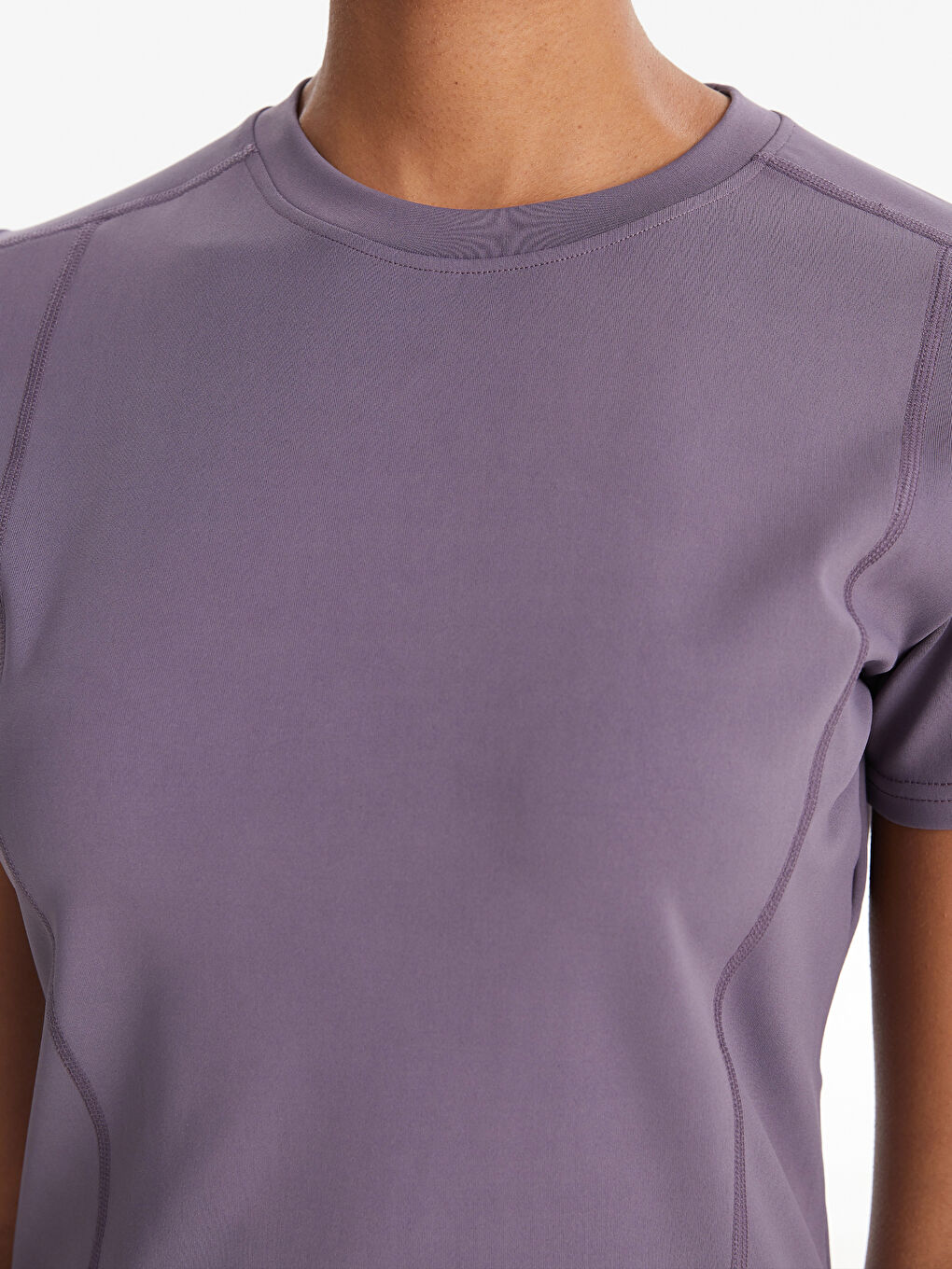 تي شيرت نساء كم قصير بسيط كول مدور-3