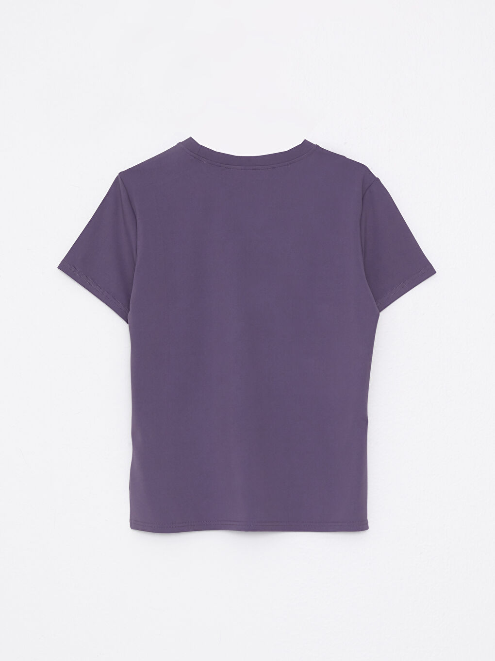 تي شيرت نساء كم قصير بسيط كول مدور-6