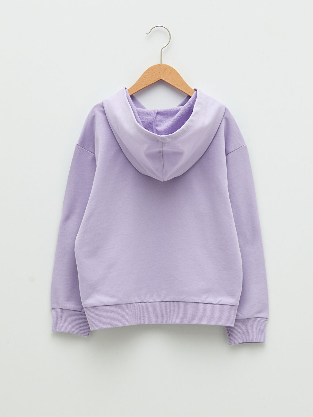Lila Kapüşonlu Baskılı Uzun Kollu Kız Çocuk Sweatshirt-1