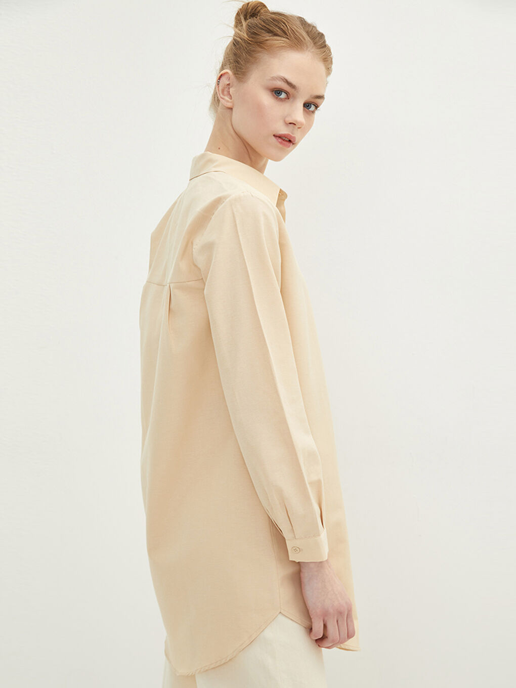 LCW Modest Düz Poplin Kadın Gömlek Tunik -S2EK00Z8-S4M
