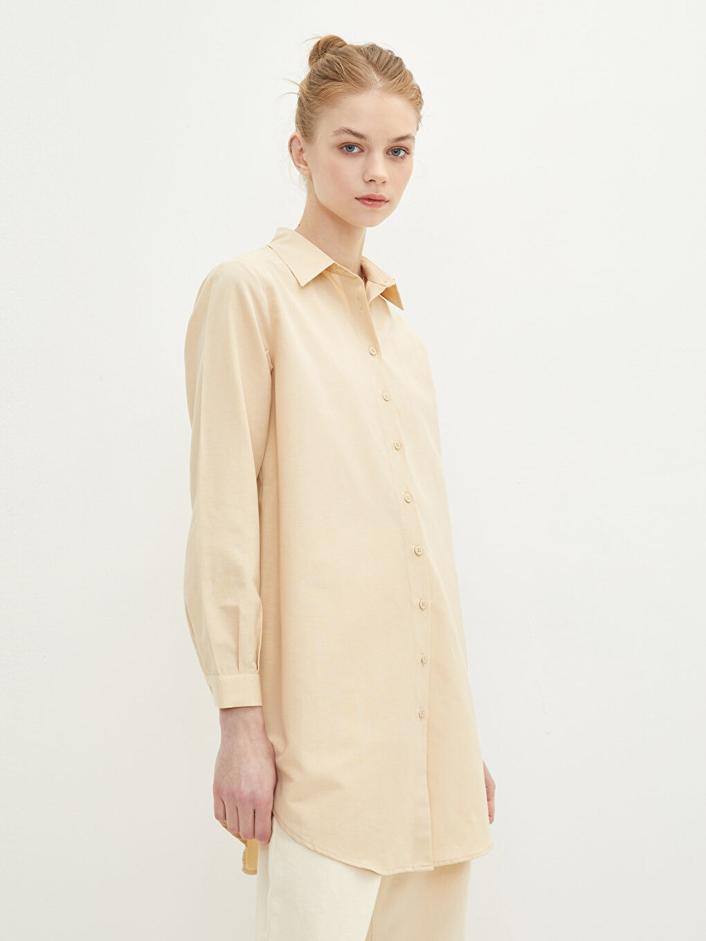 LCW Modest Düz Poplin Kadın Gömlek Tunik -S2EK00Z8-S4M