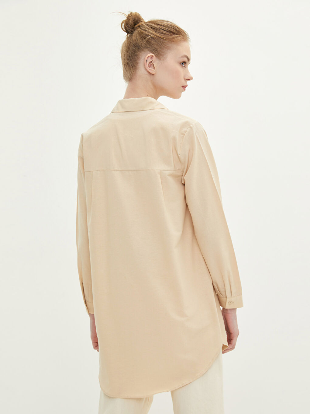 LCW Modest Düz Poplin Kadın Gömlek Tunik -S2EK00Z8-S4M