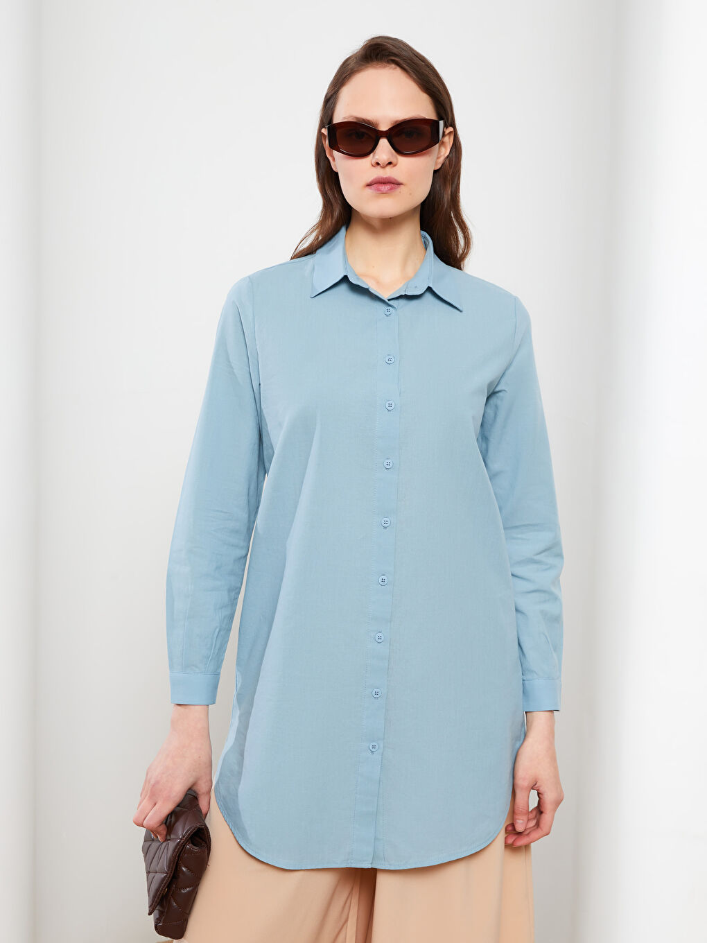 Plain Poplin Women's Shirt Tunic-2