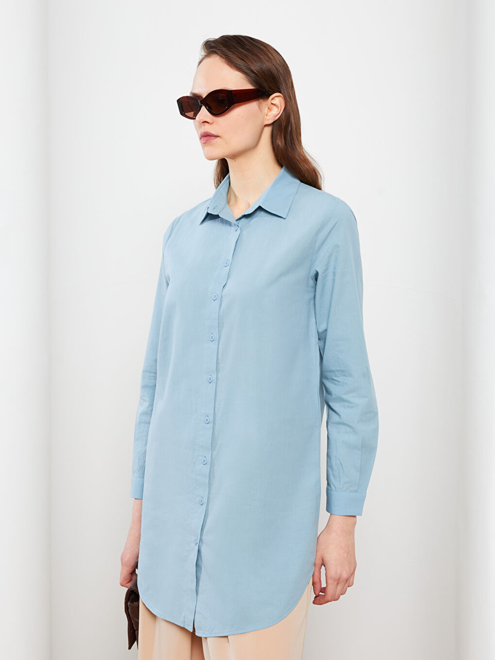 Plain Poplin Women's Shirt Tunic-3